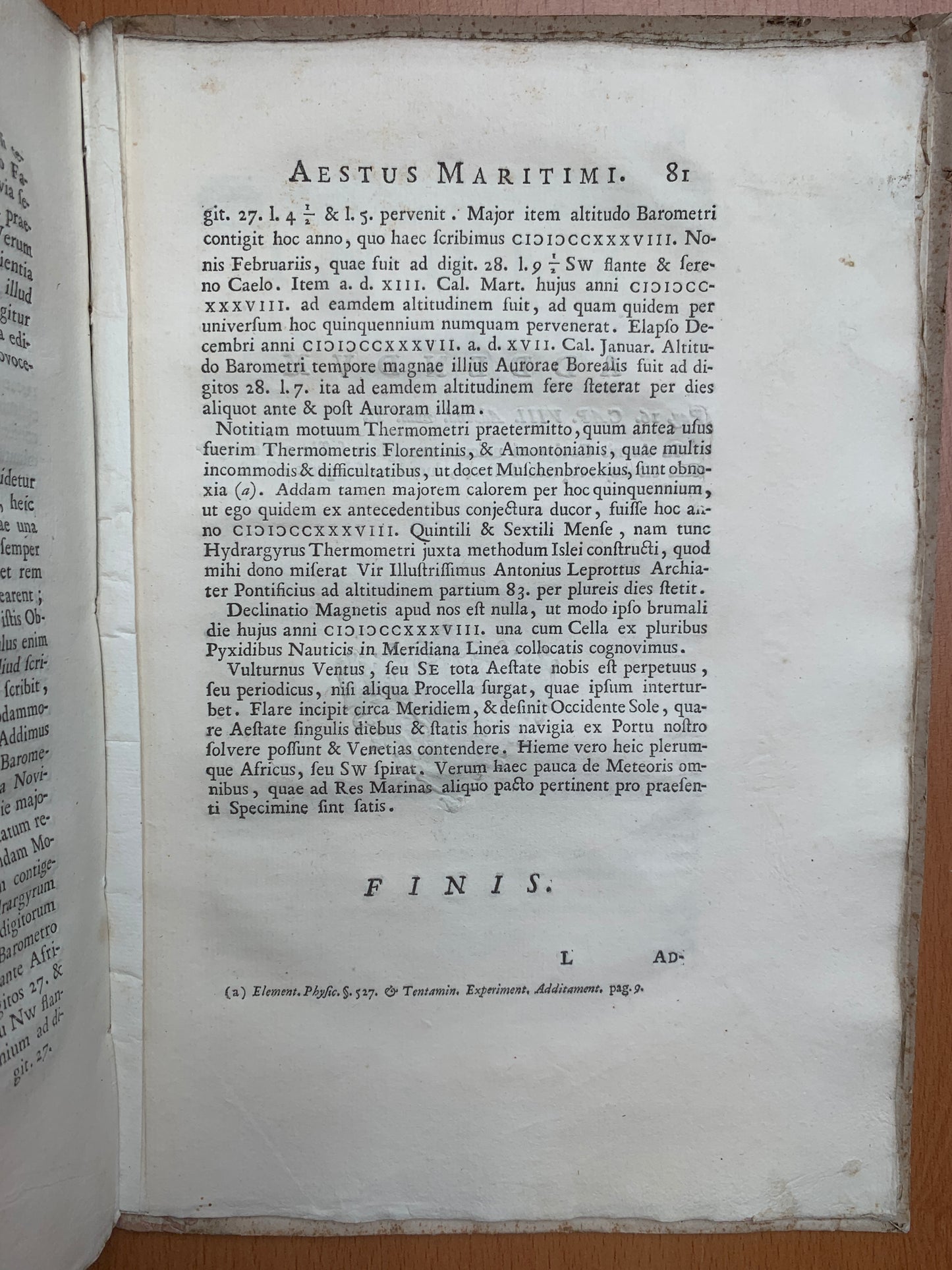 De conchis minus notis liber Cui accessit specimen aestus reciproci maris superi ad littus portumque Arimini - Janus Plancus - Edition originale - 1739