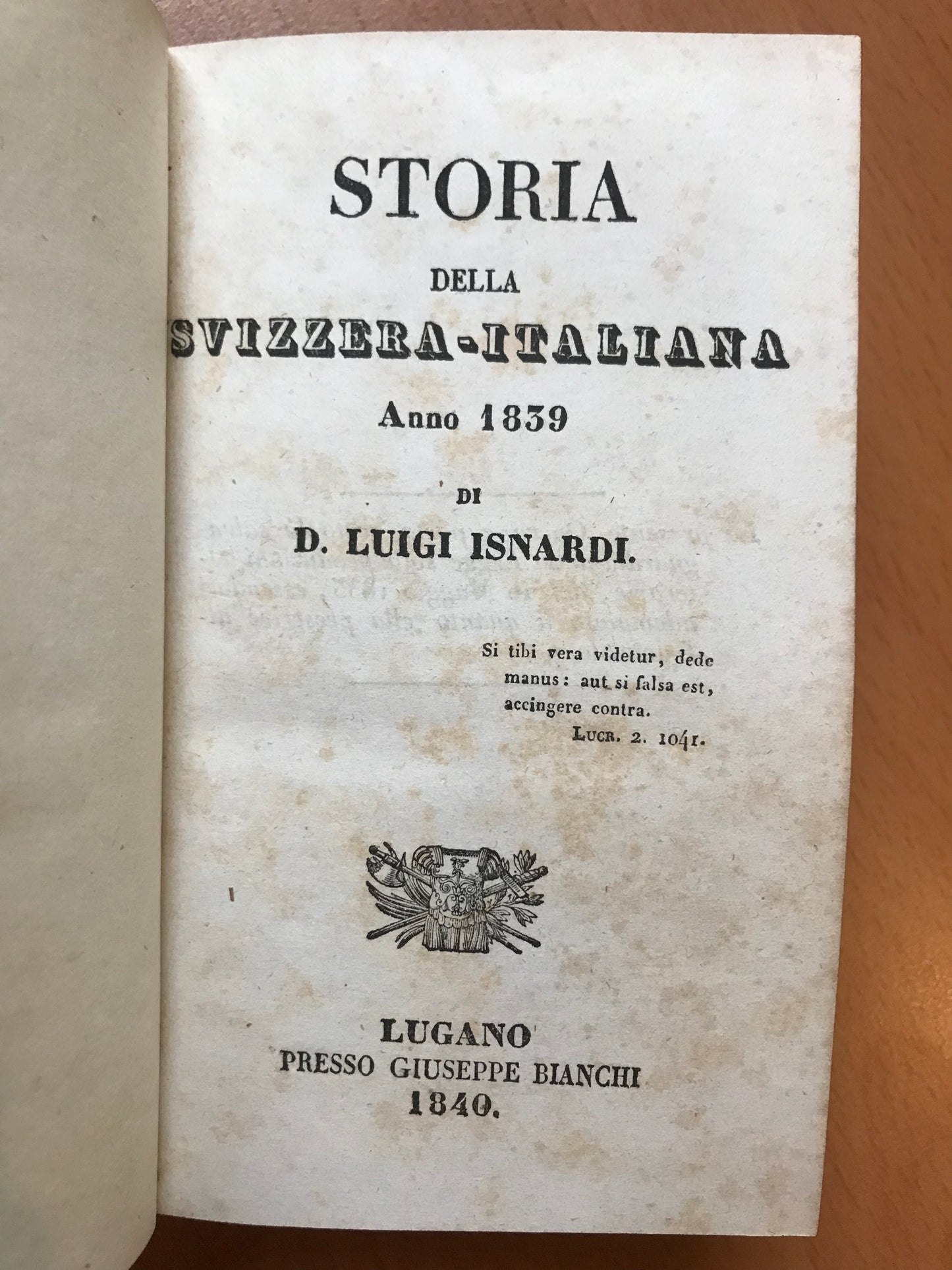 Storia della Svizzera Italiana - Luigi Isnardi - 1840