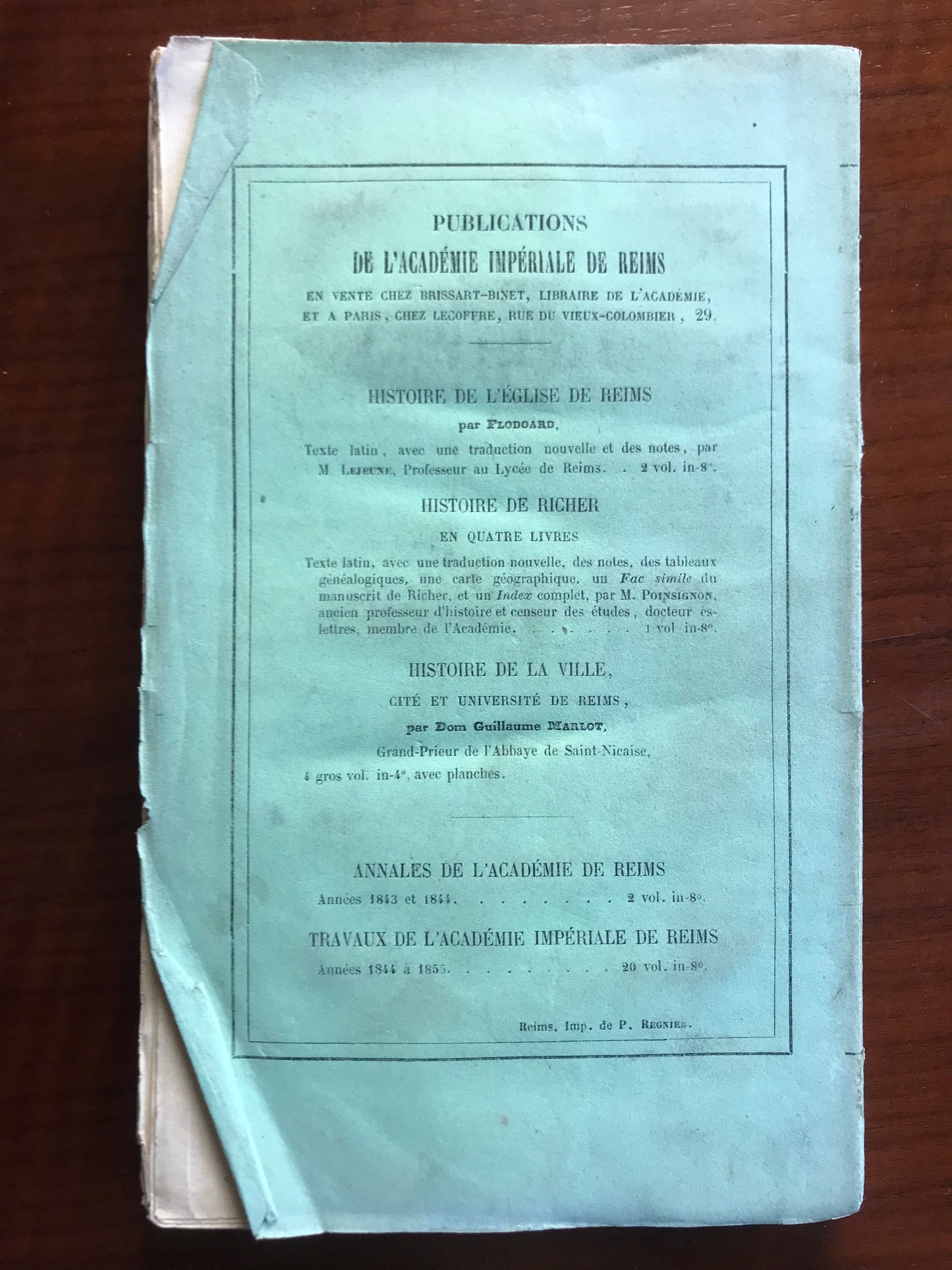 Flodoardi Chronicon - Chronique de Flodoard de l'an 919 à l'an 976 - Tome 3 - Abbé Bandeville - 1855