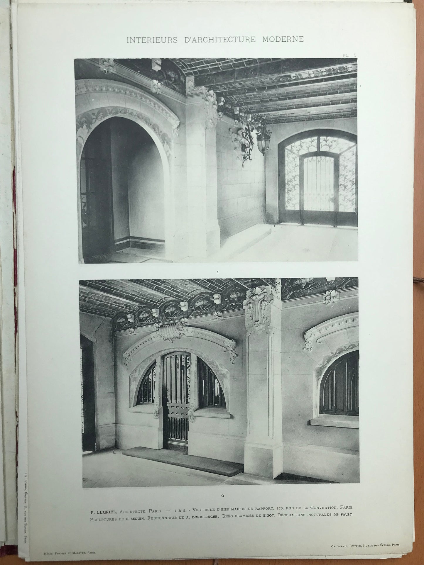 Intérieurs d'Architecture Moderne - Choix de documents recueillis en France et à l'étranger - Vestibules - Escaliers - Appartements - Charles Schmid - 1900