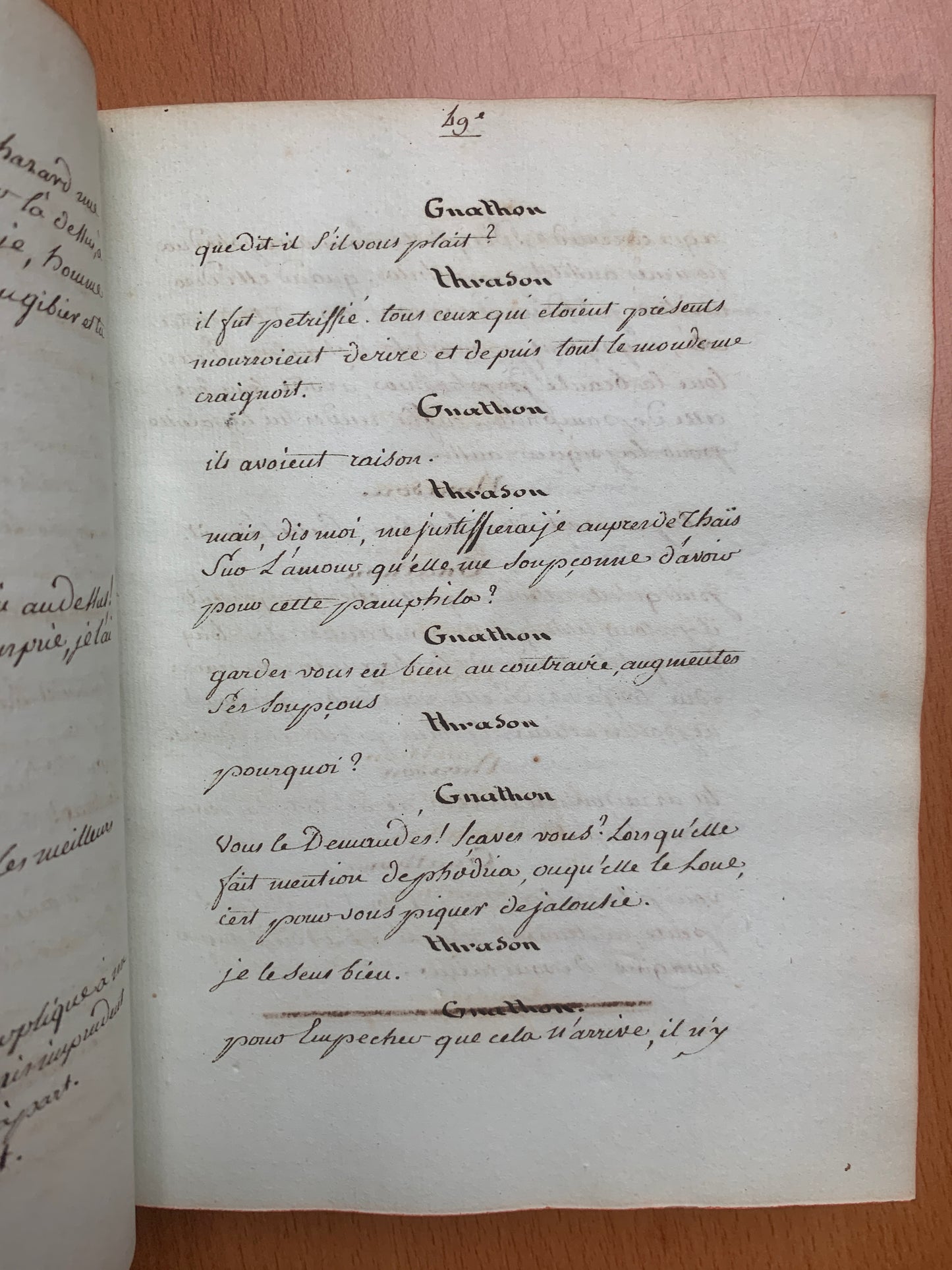 Comédies de Térence - L'Eunuque - L'Andrienne - Le Phormion - Manuscrit XVIIIe