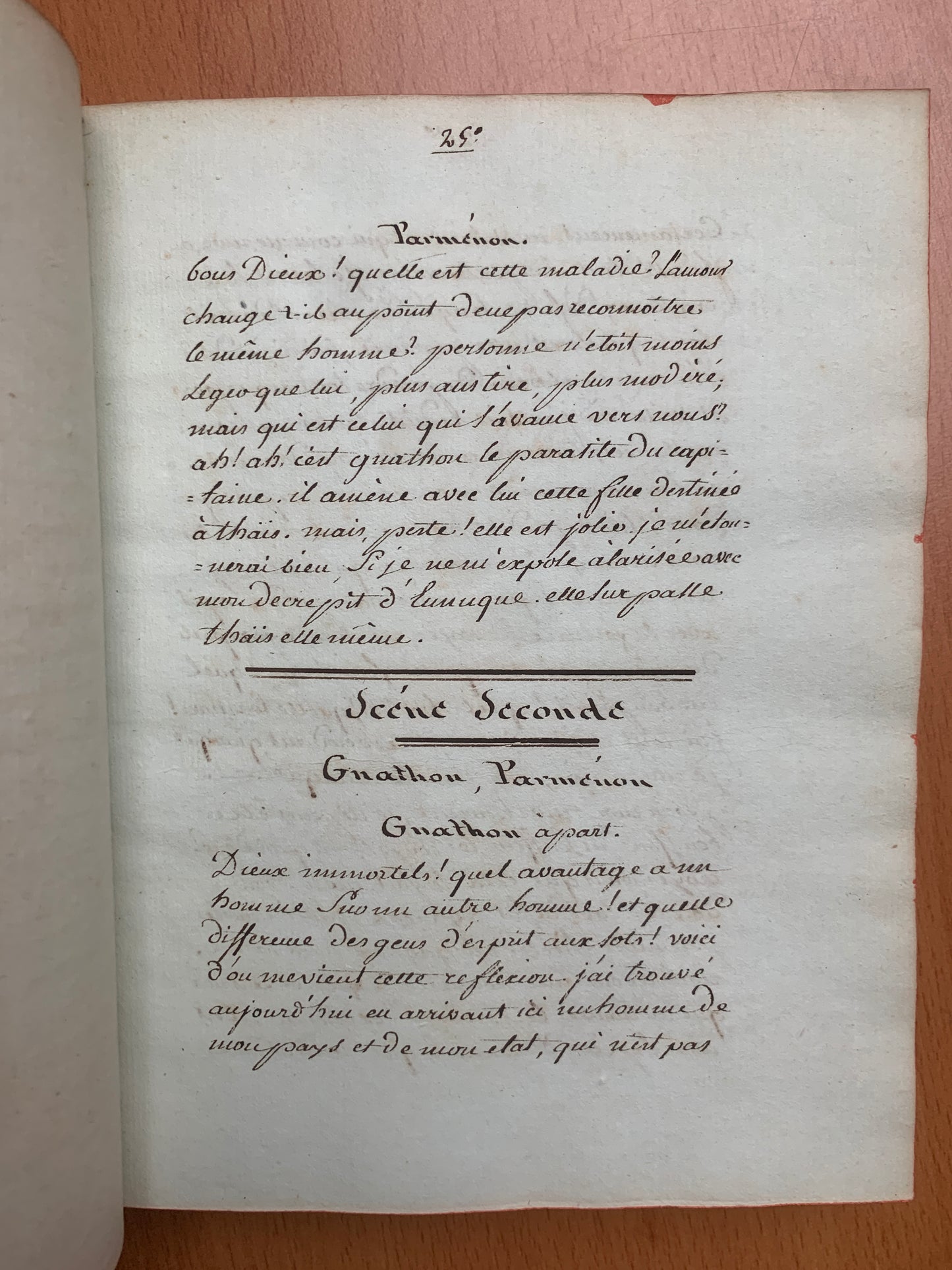 Comédies de Térence - L'Eunuque - L'Andrienne - Le Phormion - Manuscrit XVIIIe