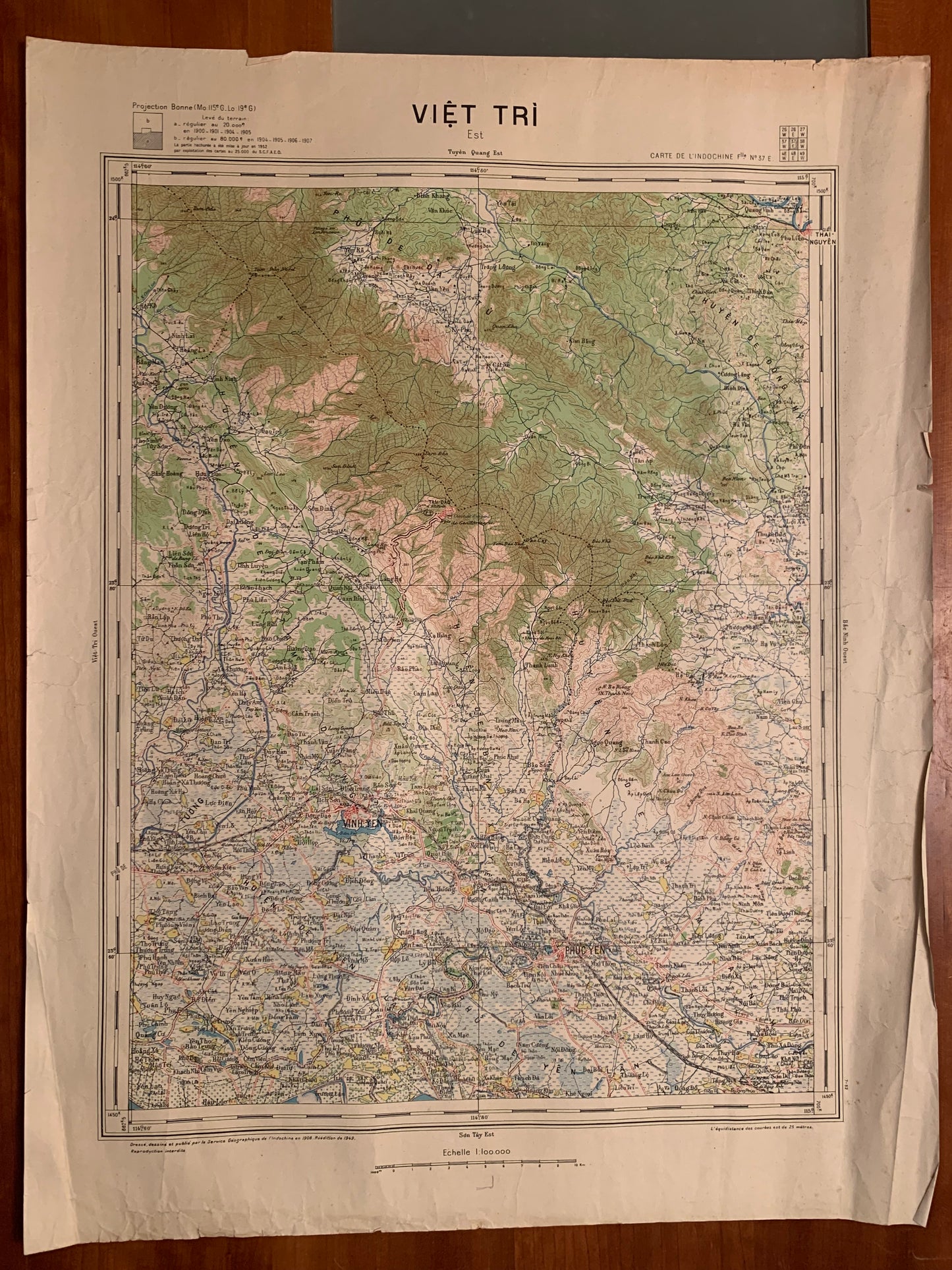 VIET TRI - Carte de l'INDOCHINE - Service Géographie de l'Indochine - 1949