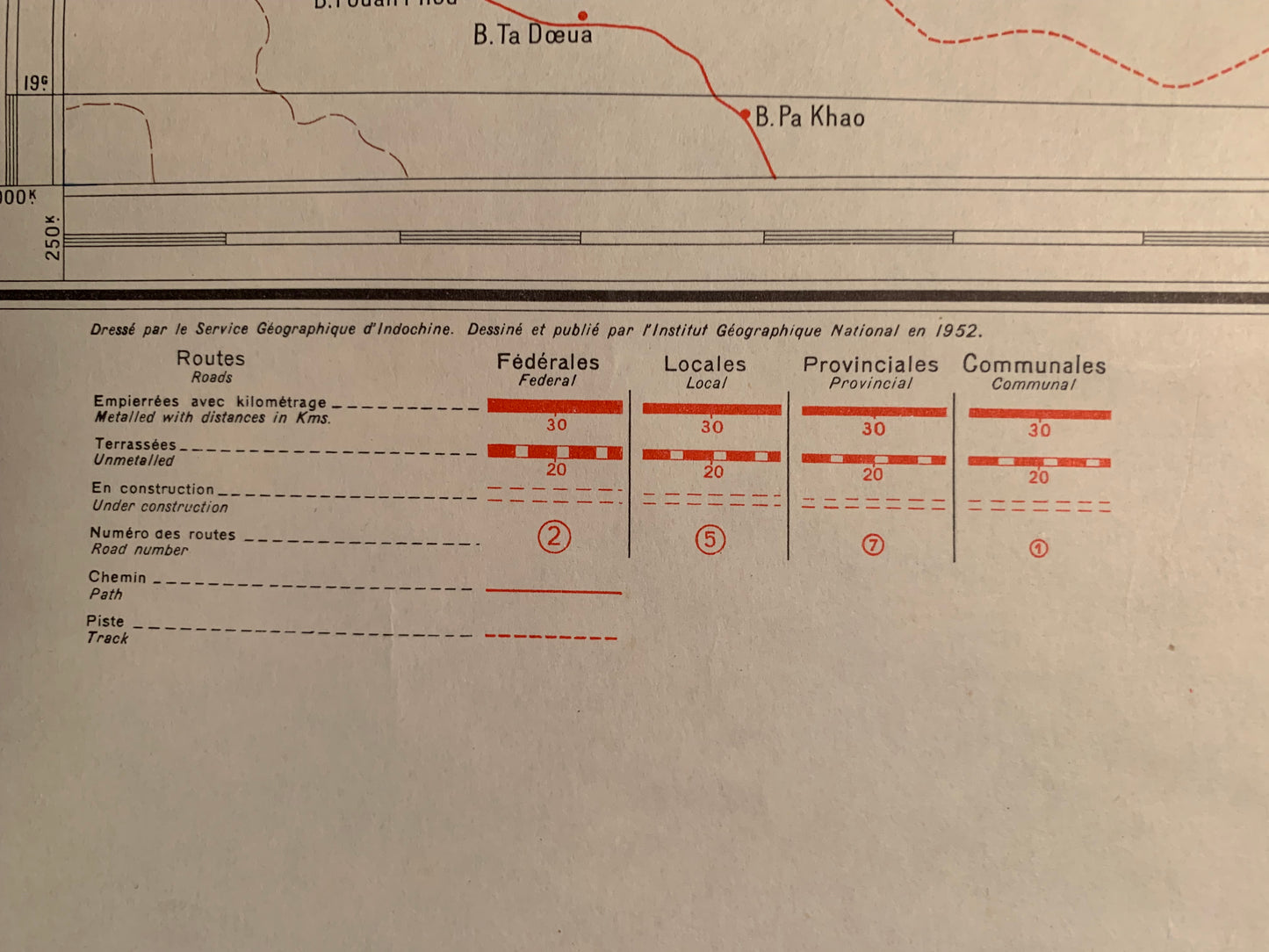 VIENTIANE - Carte routière de l'INDOCHINE - 1952