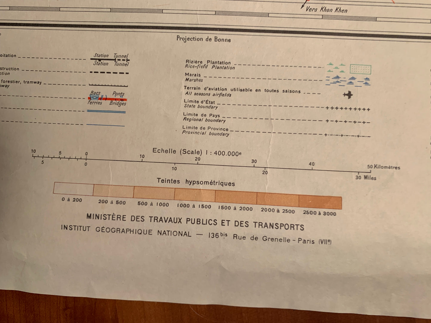 VIENTIANE - Carte routière de l'INDOCHINE - 1952