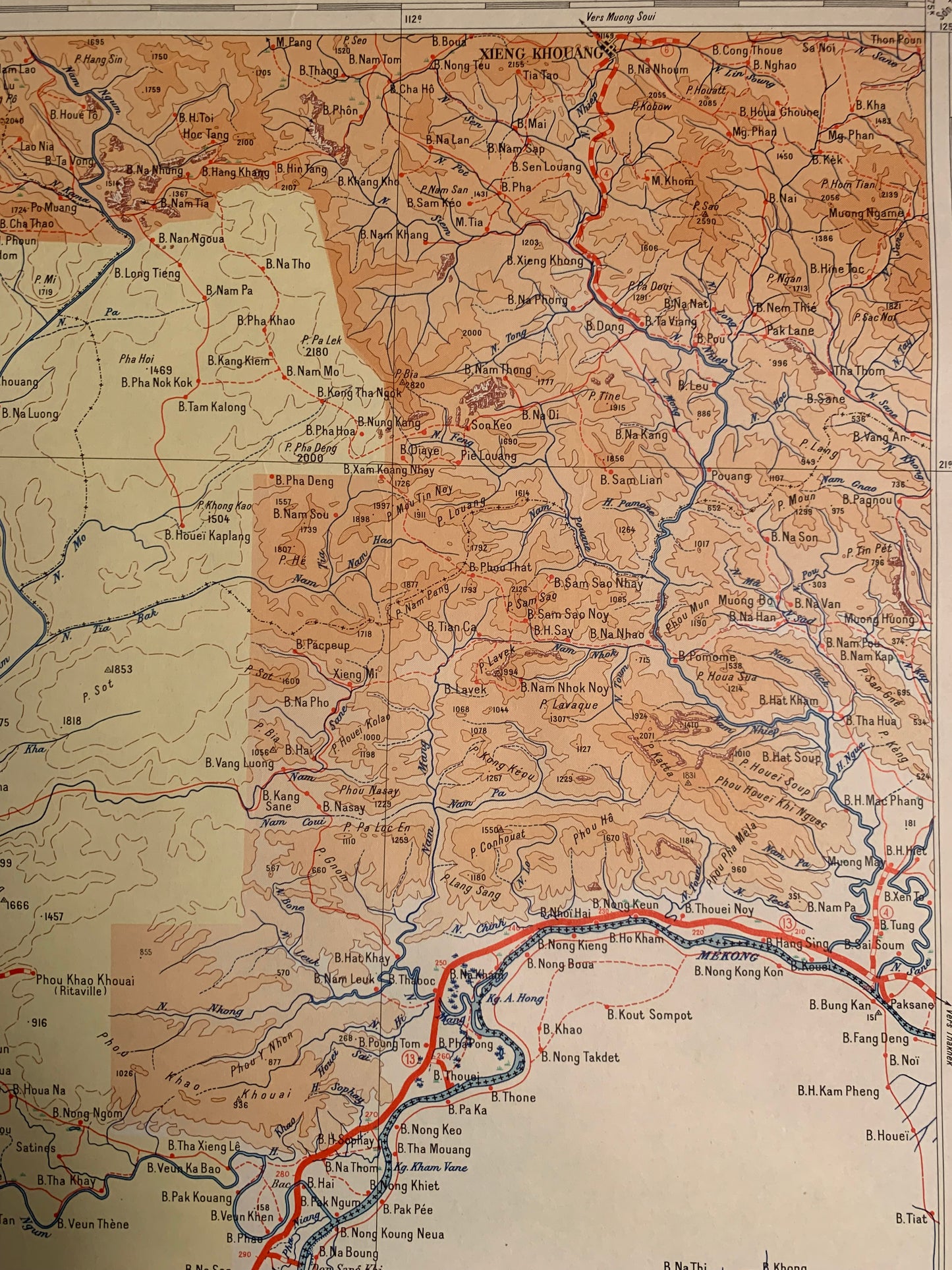 VIENTIANE - Carte routière de l'INDOCHINE - 1952