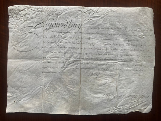Louis XV - Brevet de corvette - Marc Pierre de Voyer de Paulmy d'Argenson - 1743