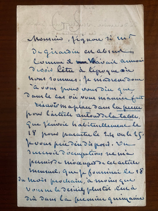 George Sand - Autour de la Table - Lettre manuscrite signée - 1856