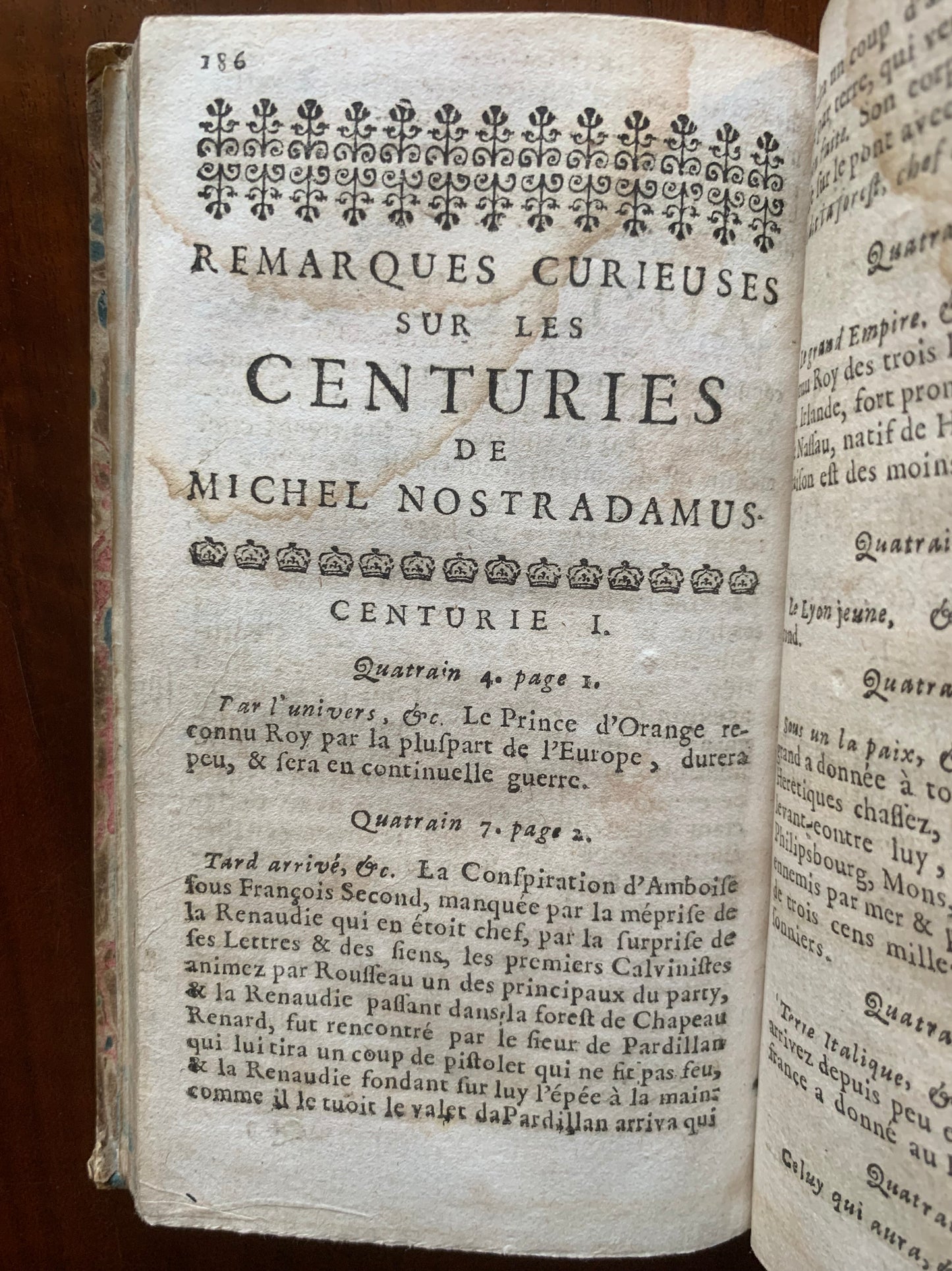 Les vrayes Centuries et Prophéties de Maistre Michel Nostradamus où se voit représenté tout ce qui c'est passé, tant en France, Espagne, Italie, Allemagne, Angleterre, qu'autres parties du Monde - 1690