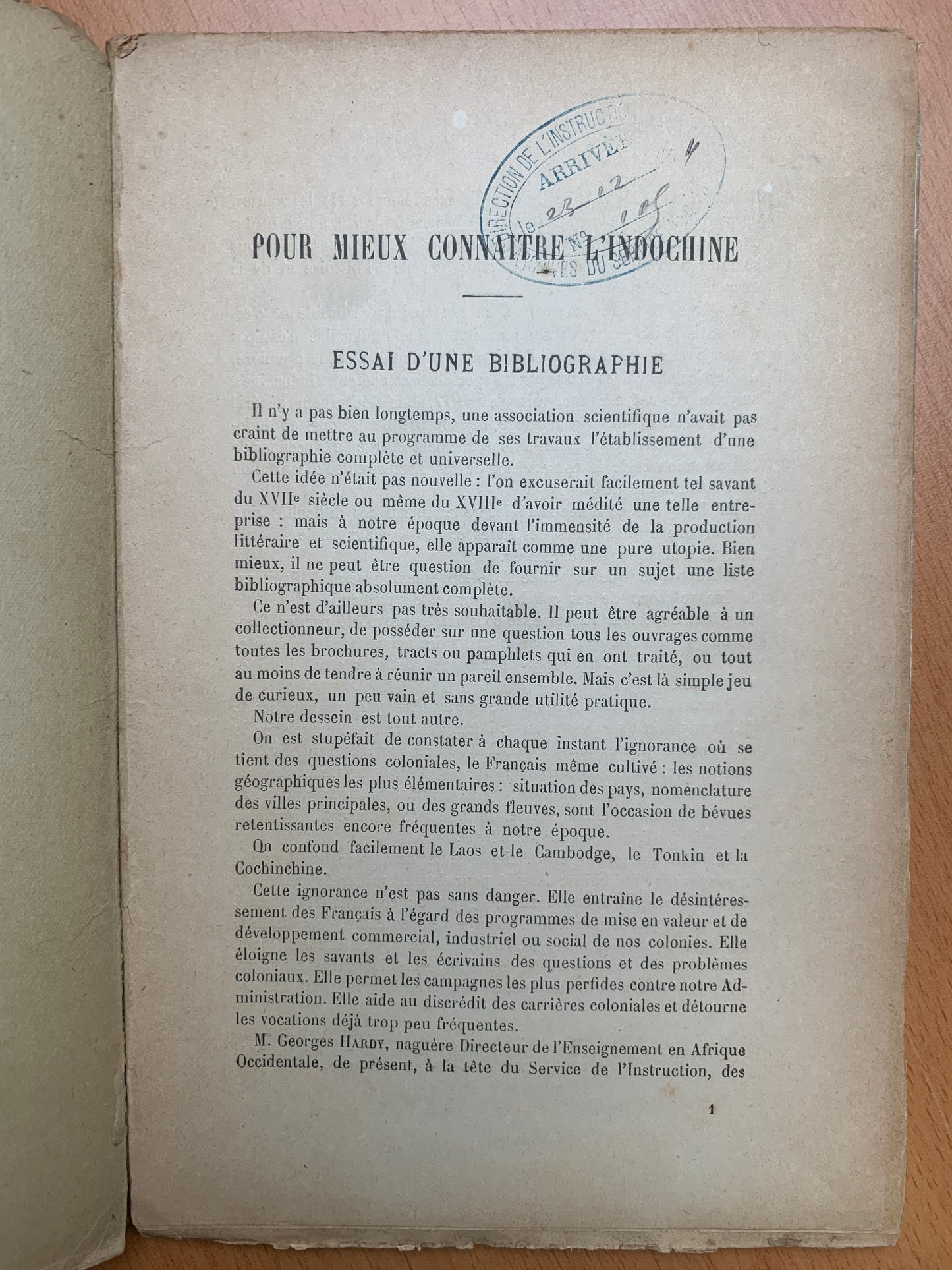 Pour mieux connaitre l'Indochine - Essai d'une bibliographie - P.B. - 1922