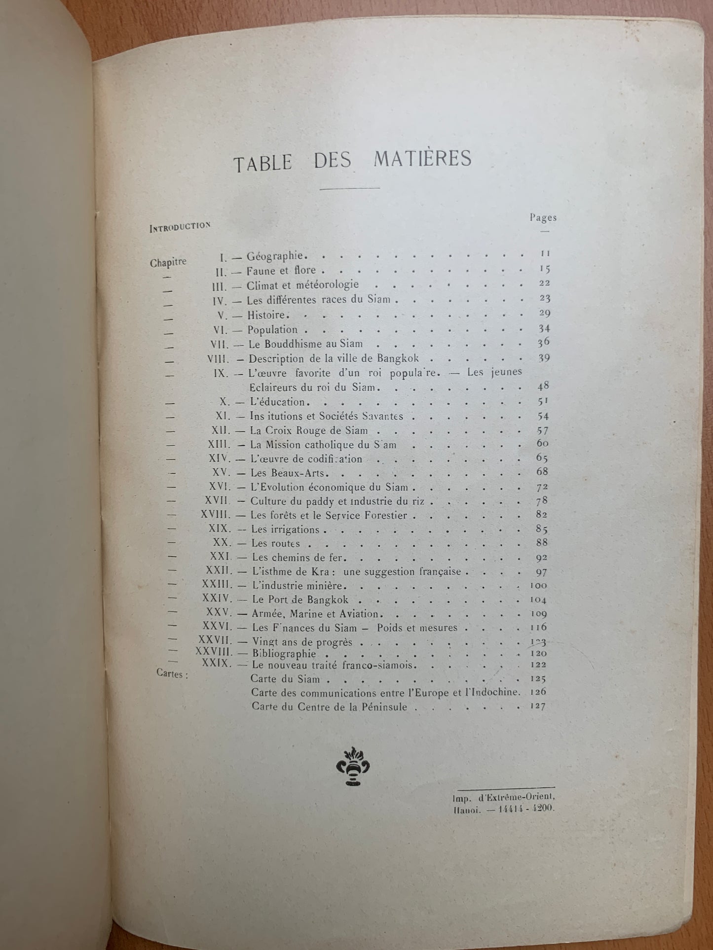 Quelques informations sur le Siam - Henri Cucherousset - Hanoi - 1925