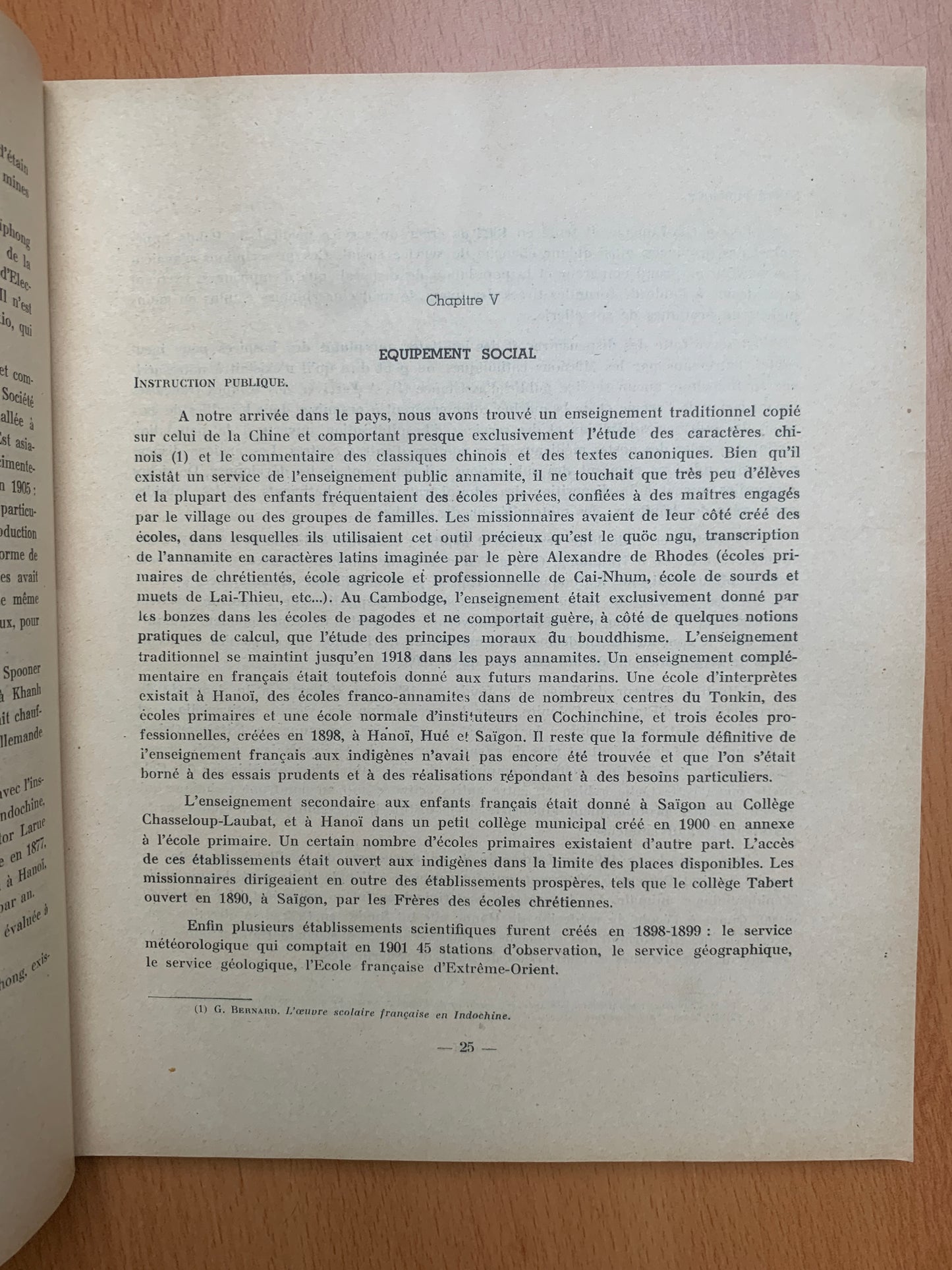 Premier rapport de la sous-commission de Modernisation de l'Indochine - 1948