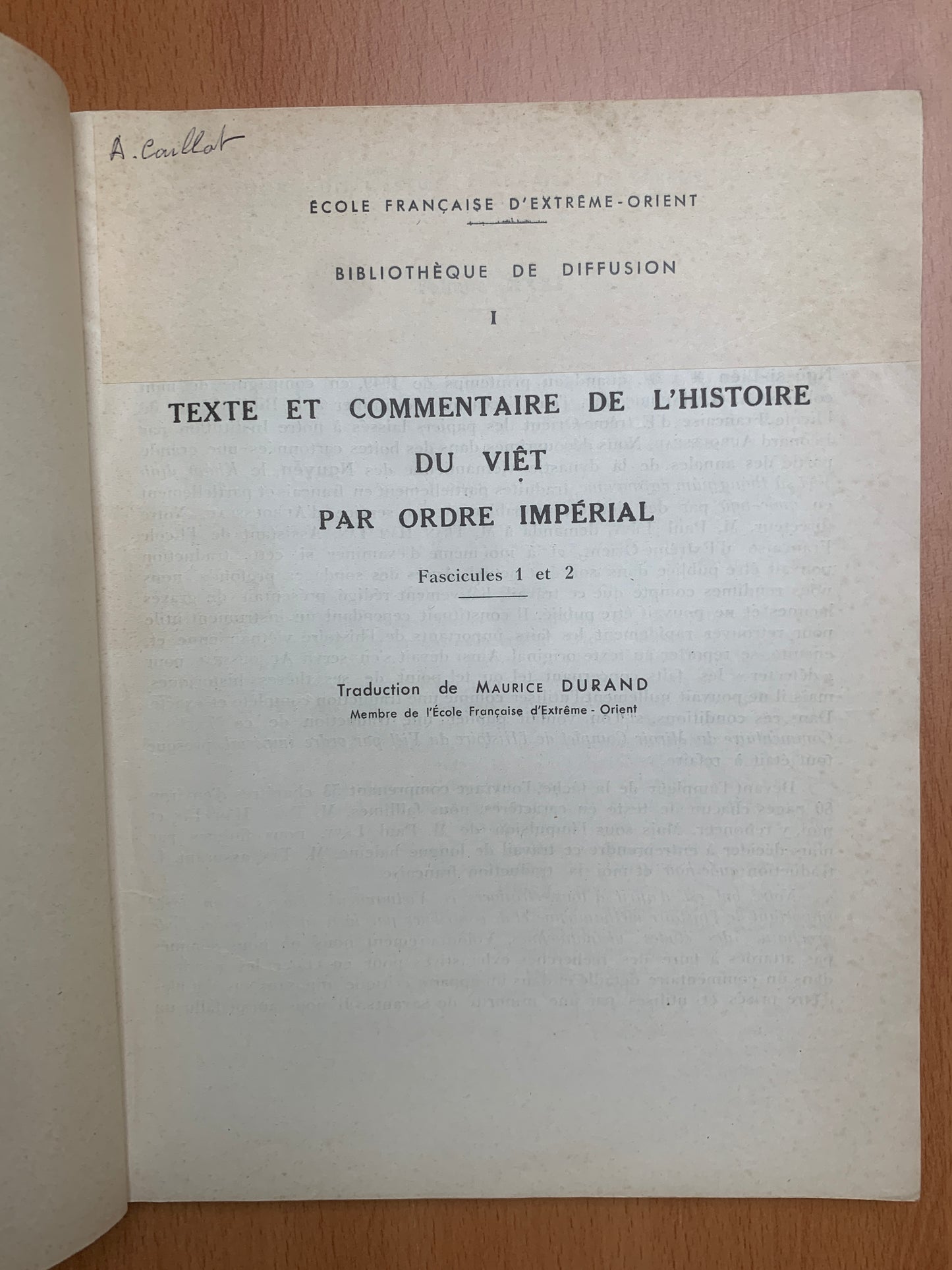 Texte et commentaire du Miroir complet de l'histoire du Viêt par ordre impérial - Khâm-Dinh Viêt-Su Thông-Giam Cuong-Muc - Maurice Durand - 1950