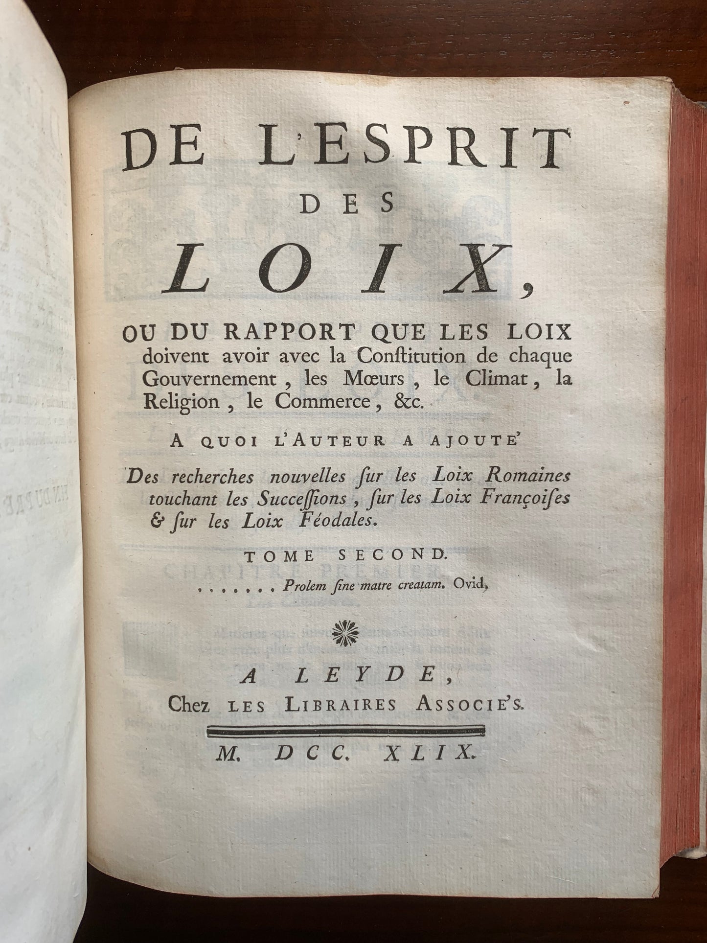 De l'Esprit des Loix - Montesquieu - 1749