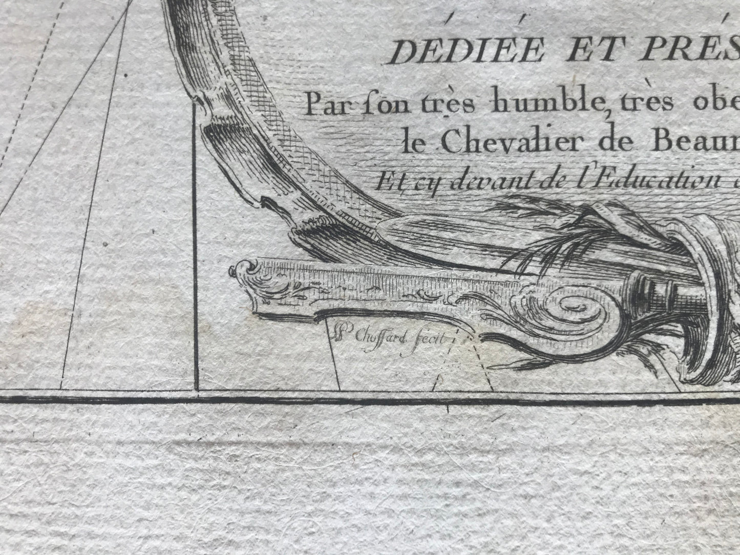 Carte typographique de L'Isle Minorque dédiée et présentée au Roy, Par son très humble, très obéissant, très fidel serviteur et sujet, le Chevalier de Beaurain, géographe ord. du Roy, et cy devant de l'éducation de Monseigneur le Dauphin - 1756