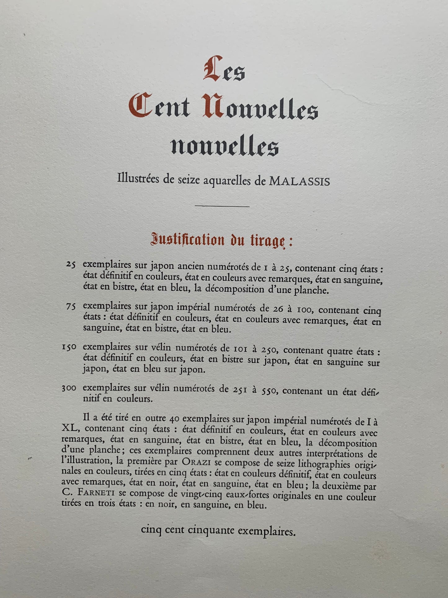 Les Cent Nouvelles du Roy Louis le Onzième - Illustrées de seize aquarelles de Malassis - 1931