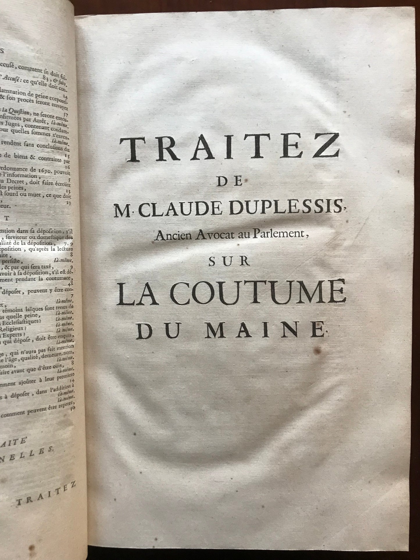 Oeuvres de Duplessis - Traités sur la Coutume de Paris - 1726