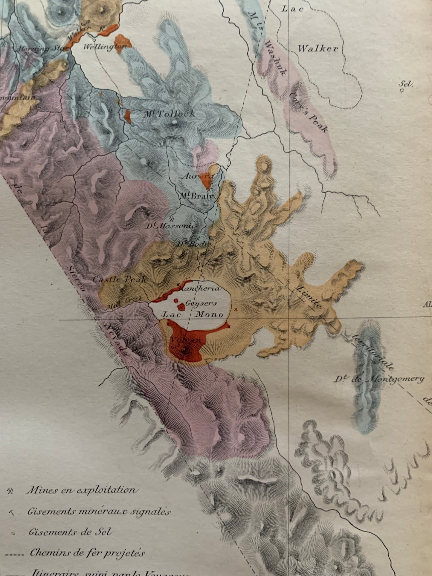 Itinéraires aux Mines de la Nevada d'après les déterminations géodésiques de M. Guillemin-Tarayre - 1864