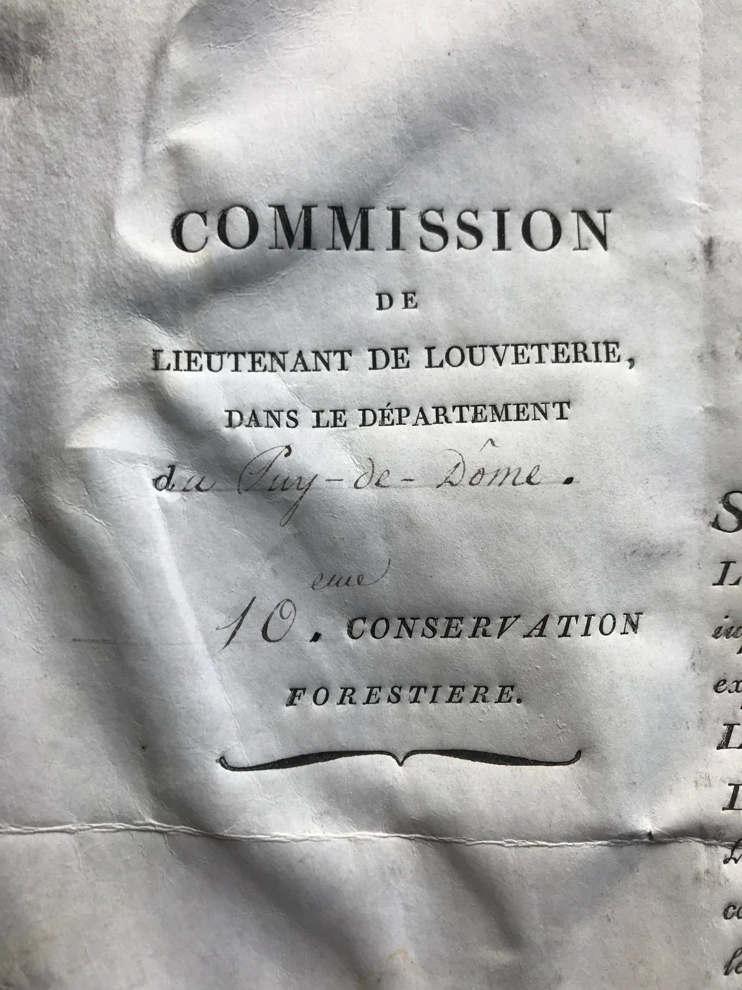 Commission de lieutenant de louveterie - Signé par Alexandre Berthier, Prince de Neuchâtel - 1810