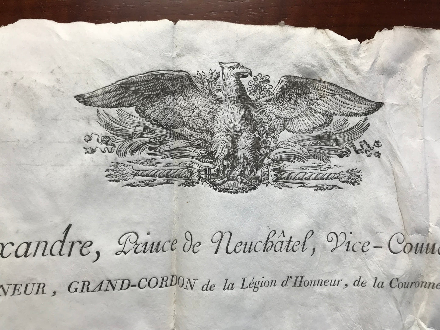 Commission de lieutenant de louveterie - Signé par Alexandre Berthier, Prince de Neuchâtel - 1810