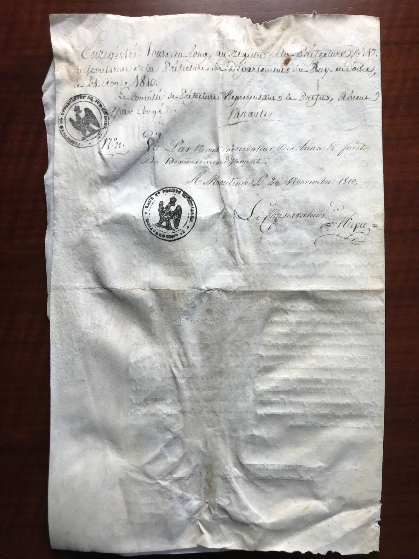 Commission de lieutenant de louveterie - Signé par Alexandre Berthier, Prince de Neuchâtel - 1810