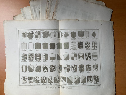 Blason ou Art Héraldique - 22 planches - Encyclopédie Diderot d'Alembert - Panckoucke - 1789