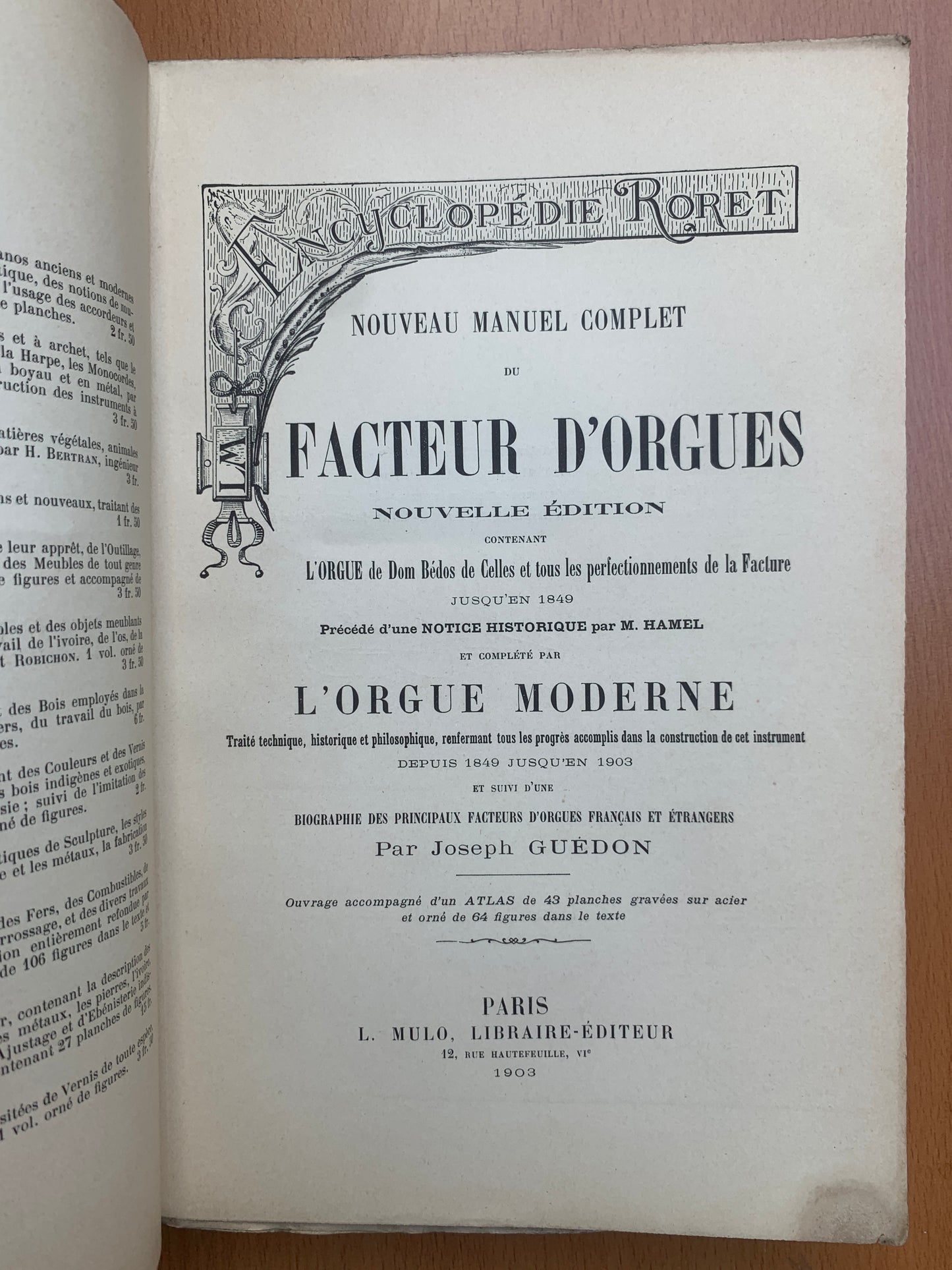 Nouveau manuel complet du Facteur d'Orgues - Joseph Guédon - 1903