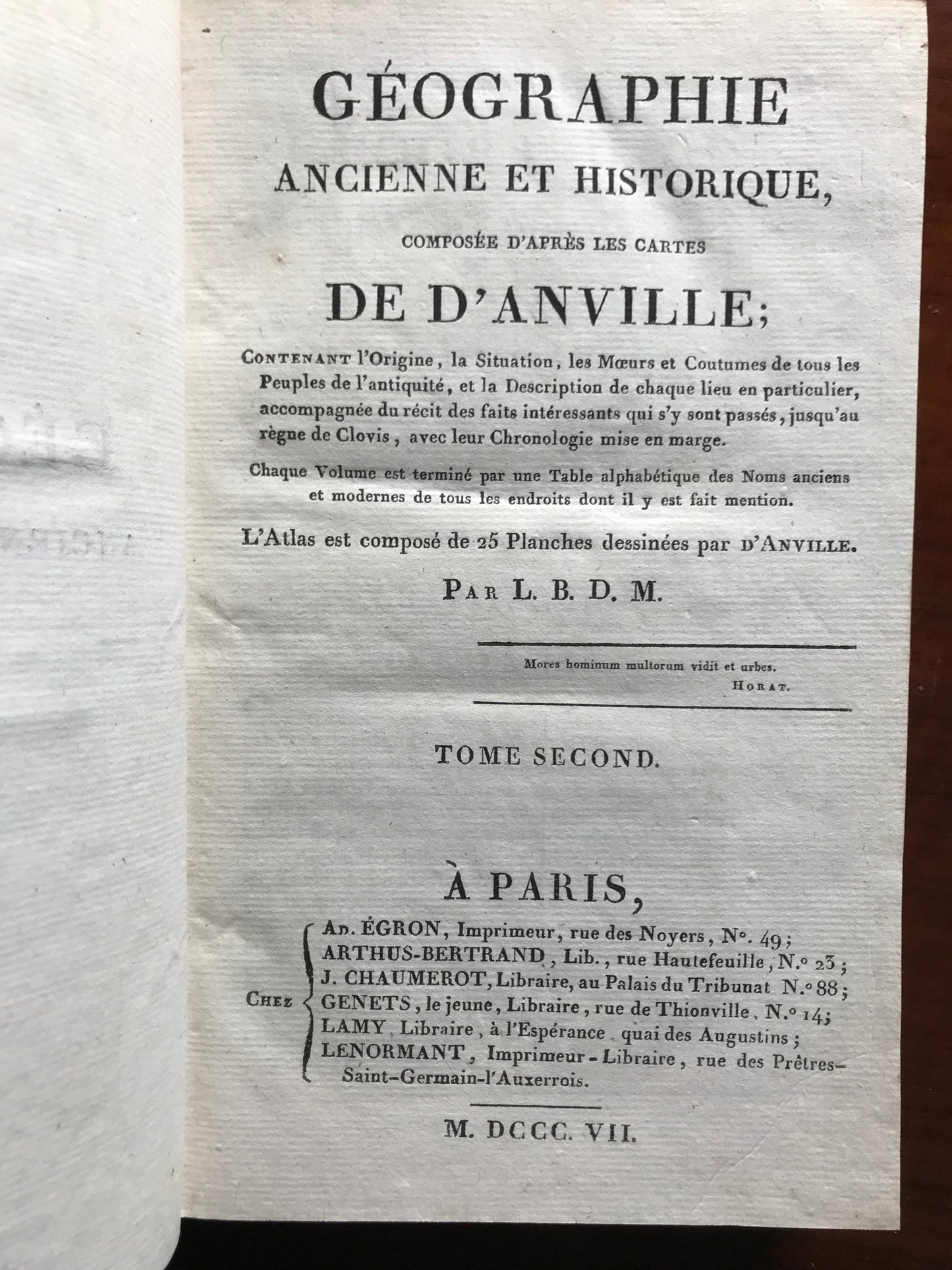 Géographie ancienne et historique composée d'après les cartes de d'Anville - Louis Barentin de Montchal - 1807
