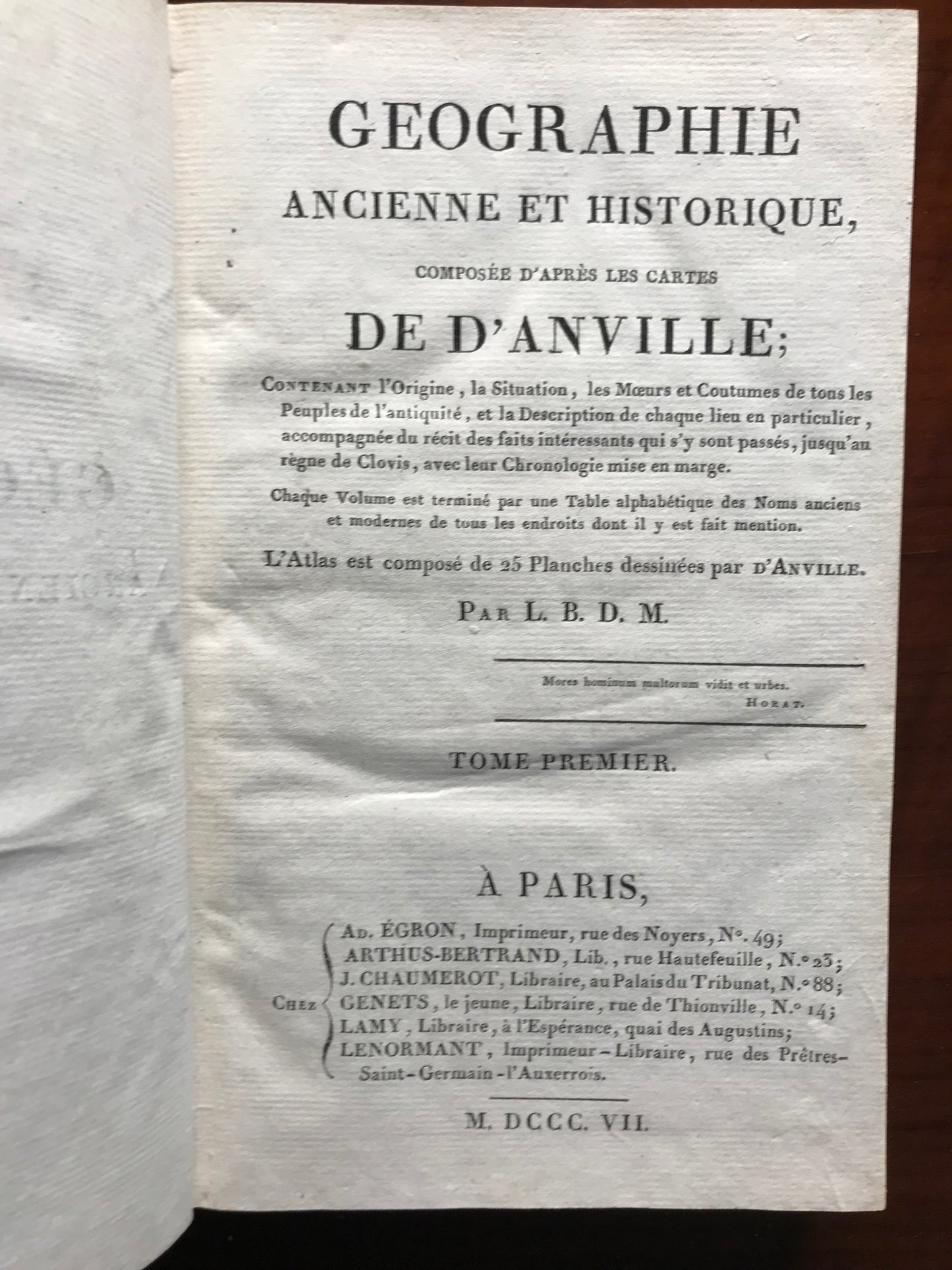 Géographie ancienne et historique composée d'après les cartes de d'Anville - Louis Barentin de Montchal - 1807