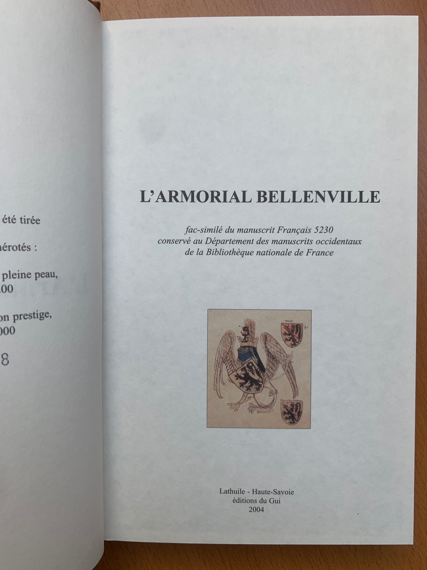 Armorial de Bellenville - Michel Pastoureau - Edition originale - 2004