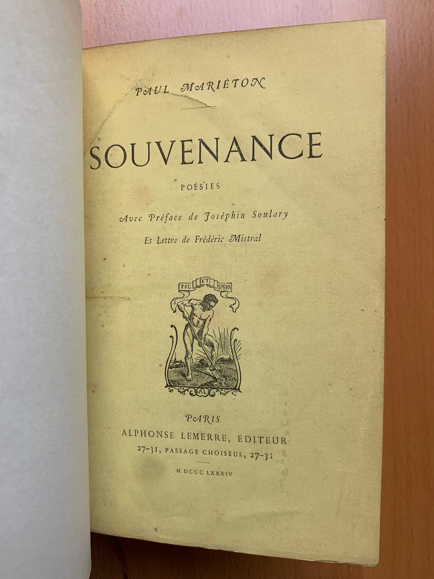 Souvenance - Le Livre de la Mélancolie - Hellas - Paul Mariéton - Envois autographes - 1884