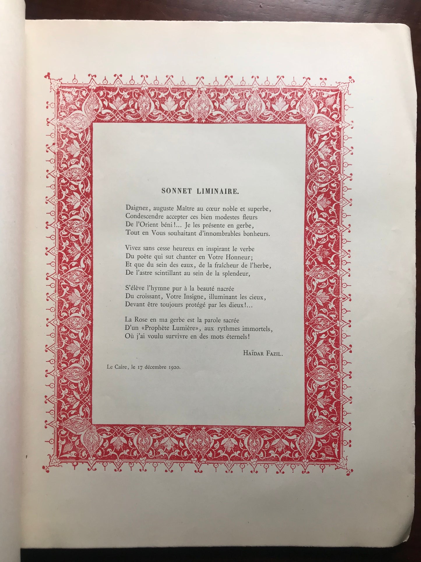 Gerbe d'Orient - Prince Haidar (Ali Chinasi Fazil) - Envoi autographe - EO 1921