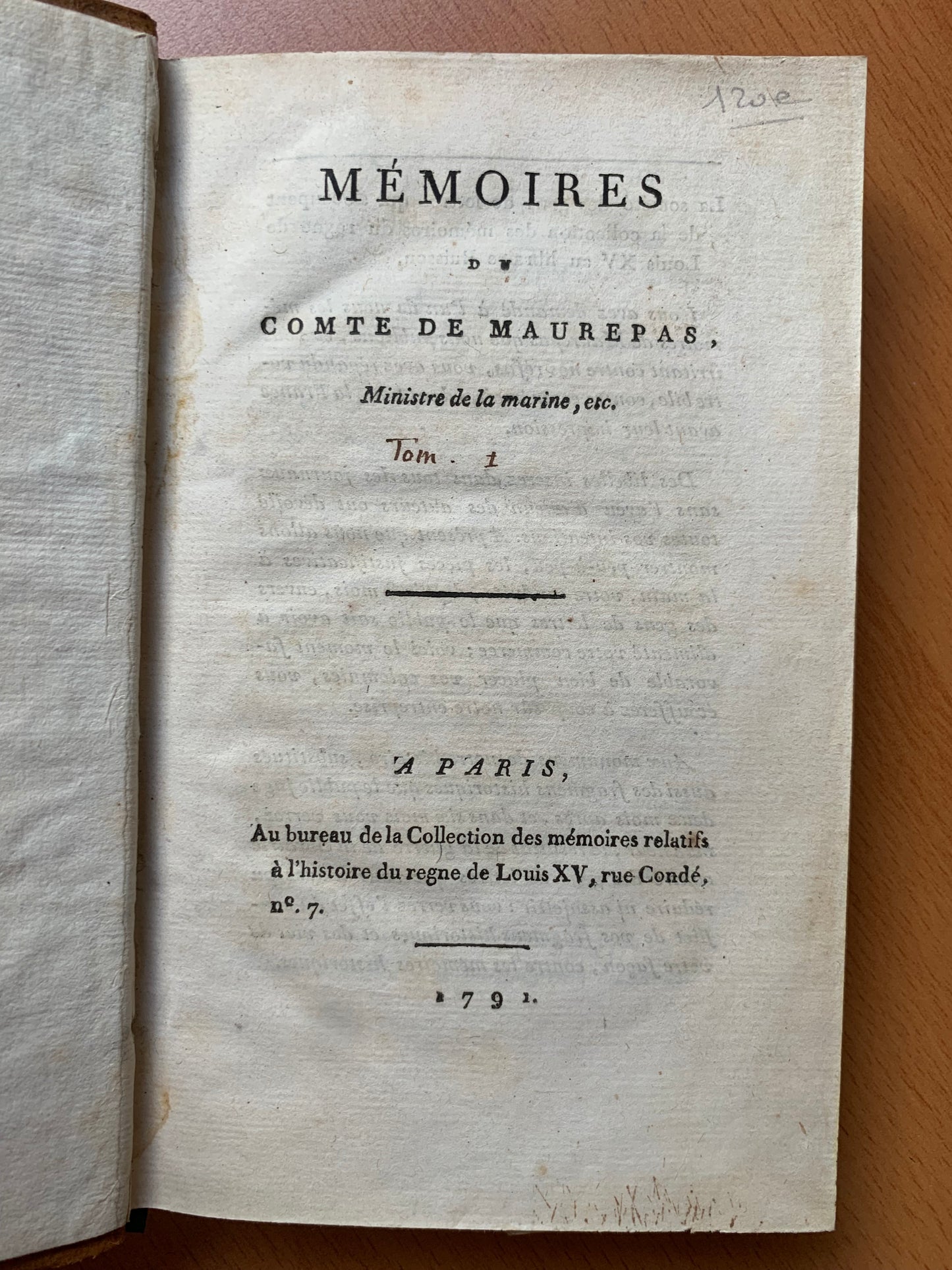 Mémoires du Comte de Maurepas - Edition originale - 1791
