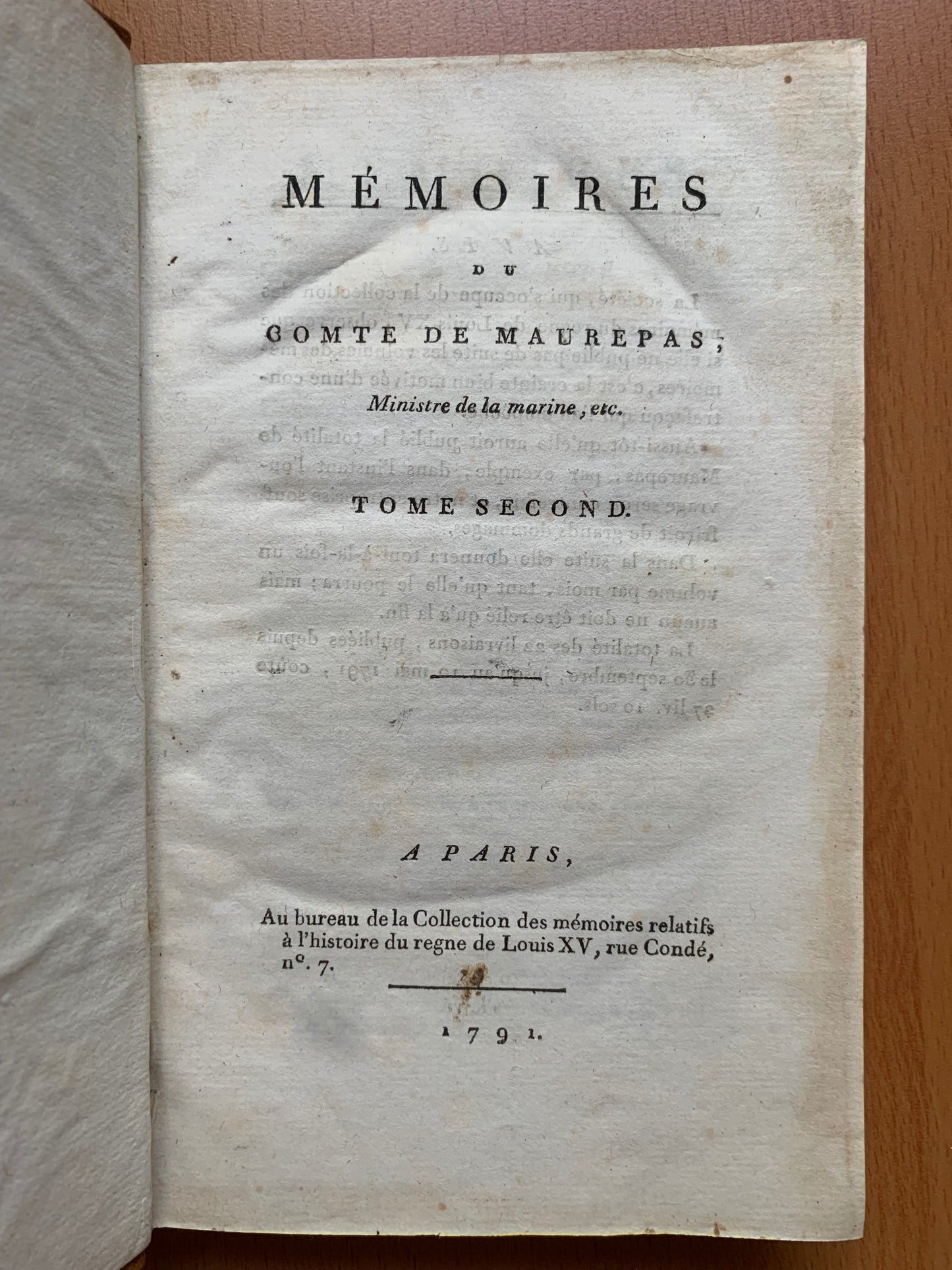 Mémoires du Comte de Maurepas - Edition originale - 1791