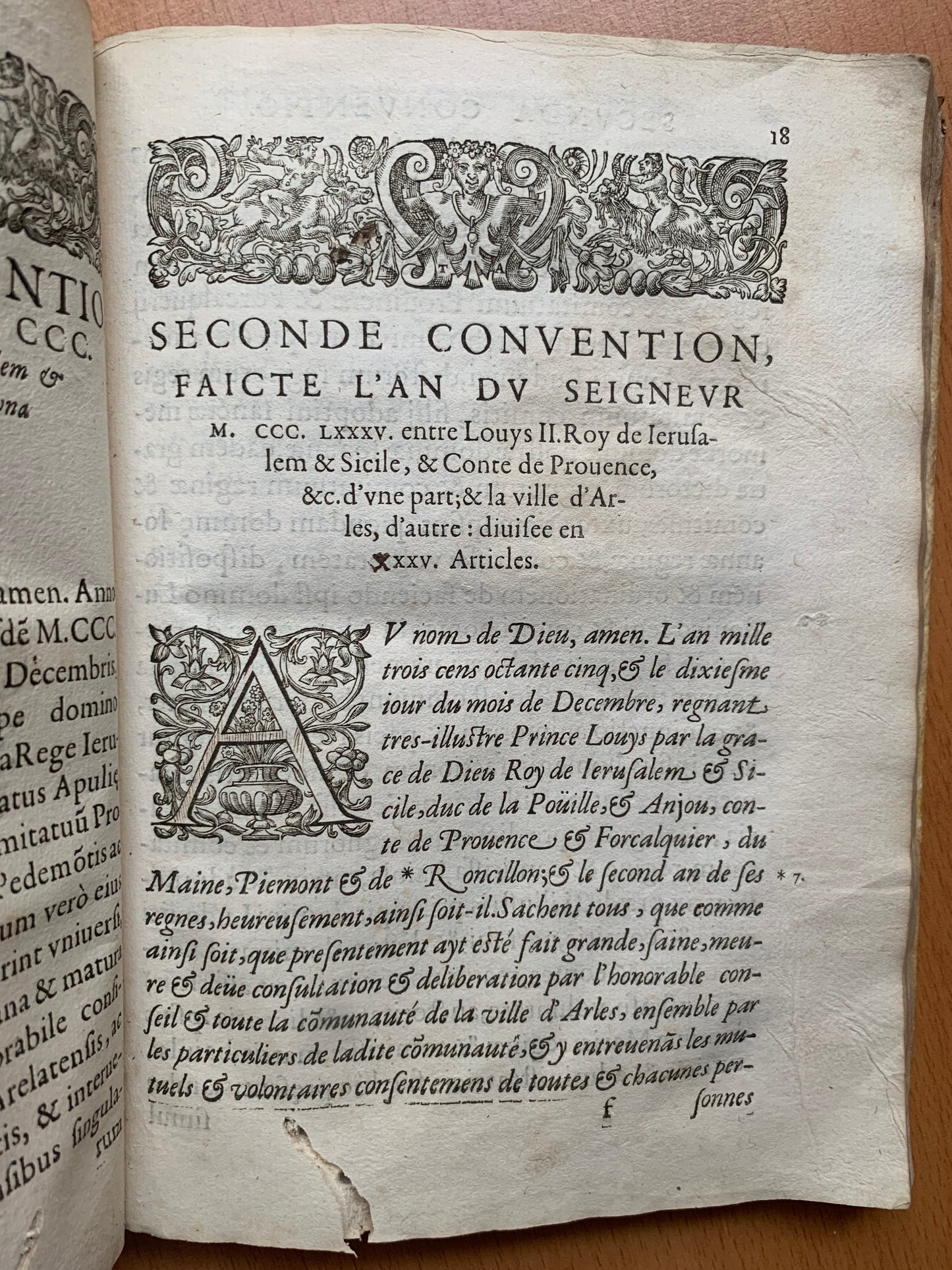 Deux Conventions entre Charles I et Louis II. Anciens contes de Provence, & et les citoyens de la ville d'Arles : contenant les libertés & réservations desdits citoyens. - 1617