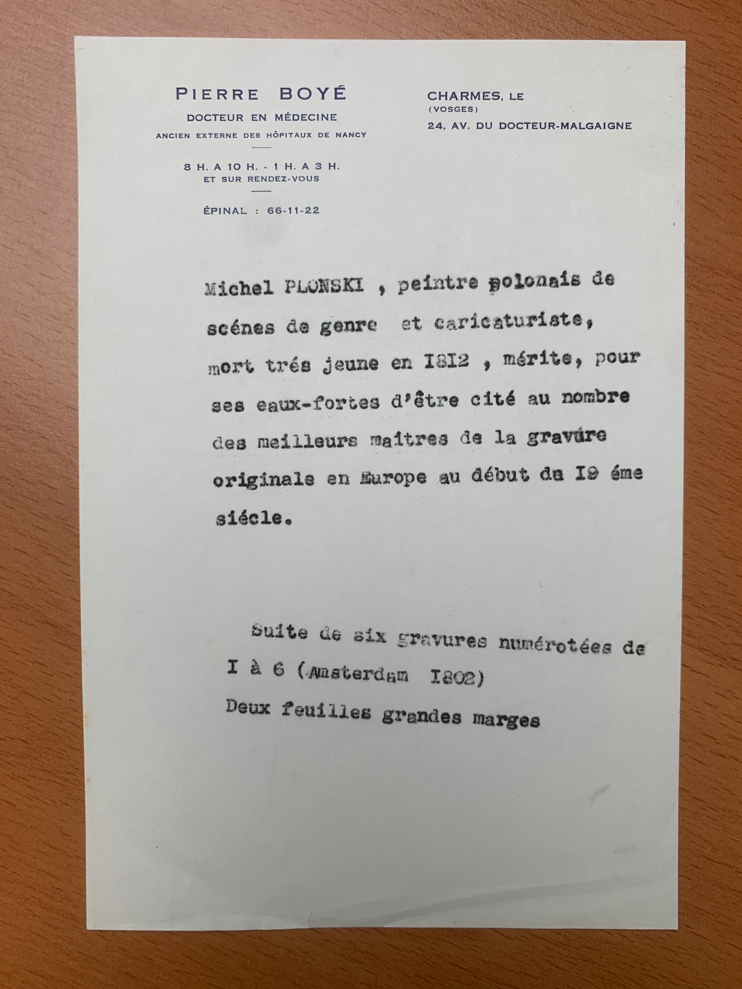Michel Plonski - Suite de 6 gravures - Eaux fortes - Amsterdam - 1802