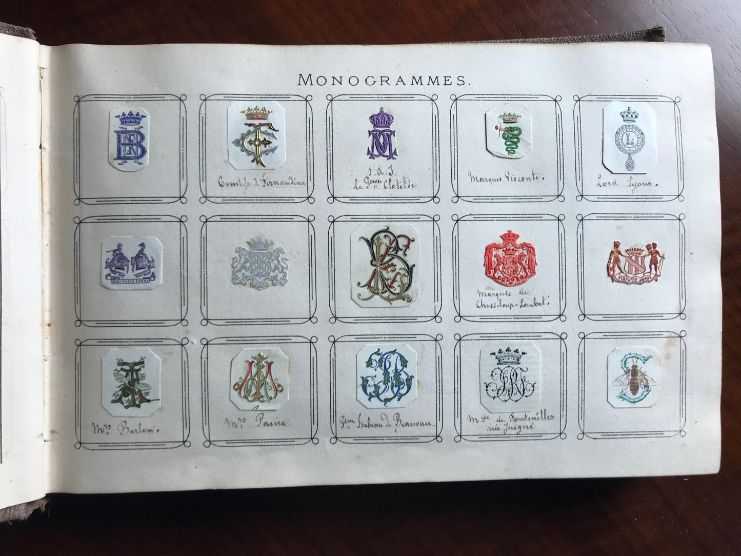 Album de Monogrammes et Autographes - Personnalités historiques de la Noblesse - c 1900