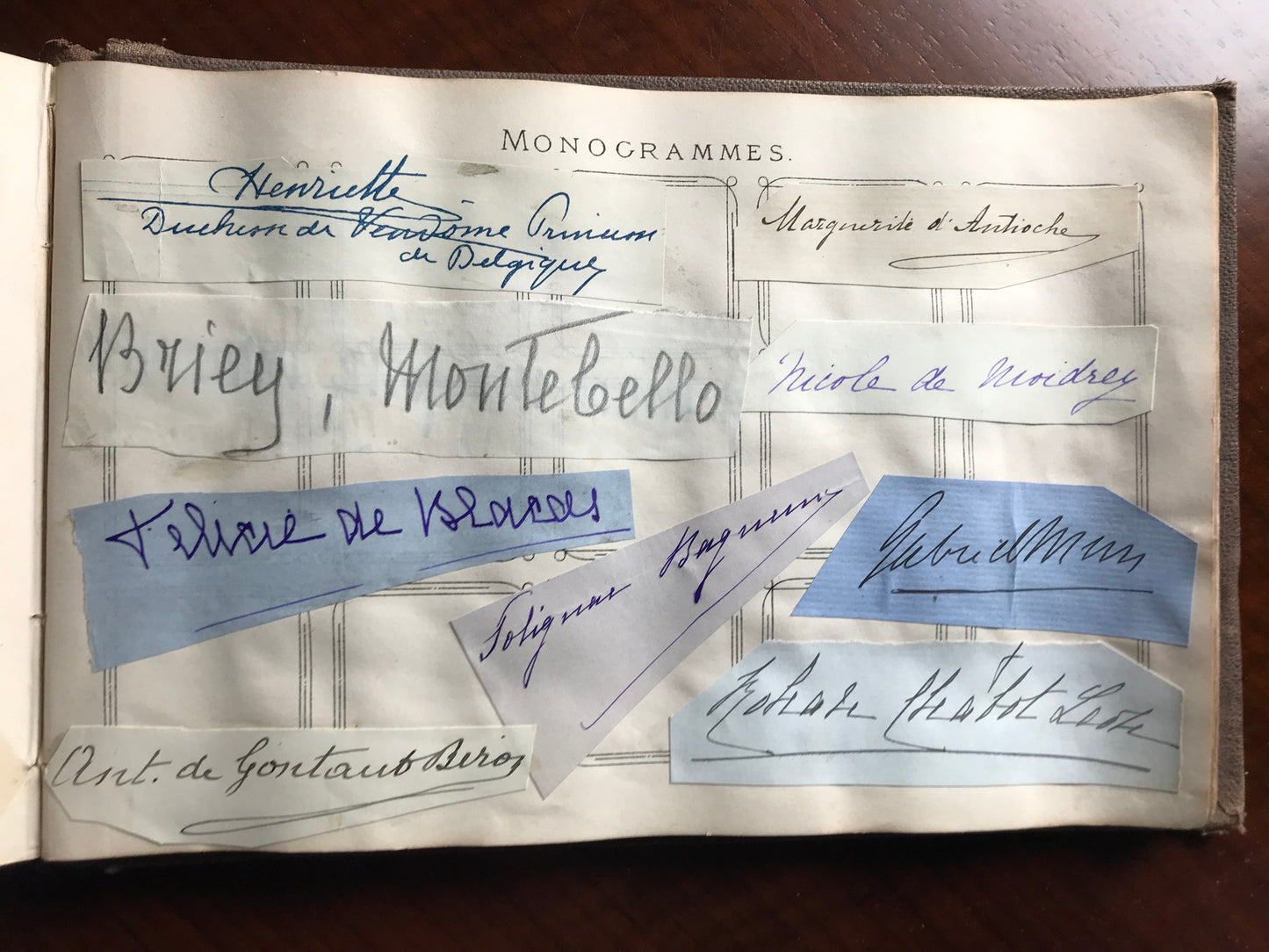 Album de Monogrammes et Autographes - Personnalités historiques de la Noblesse - c 1900
