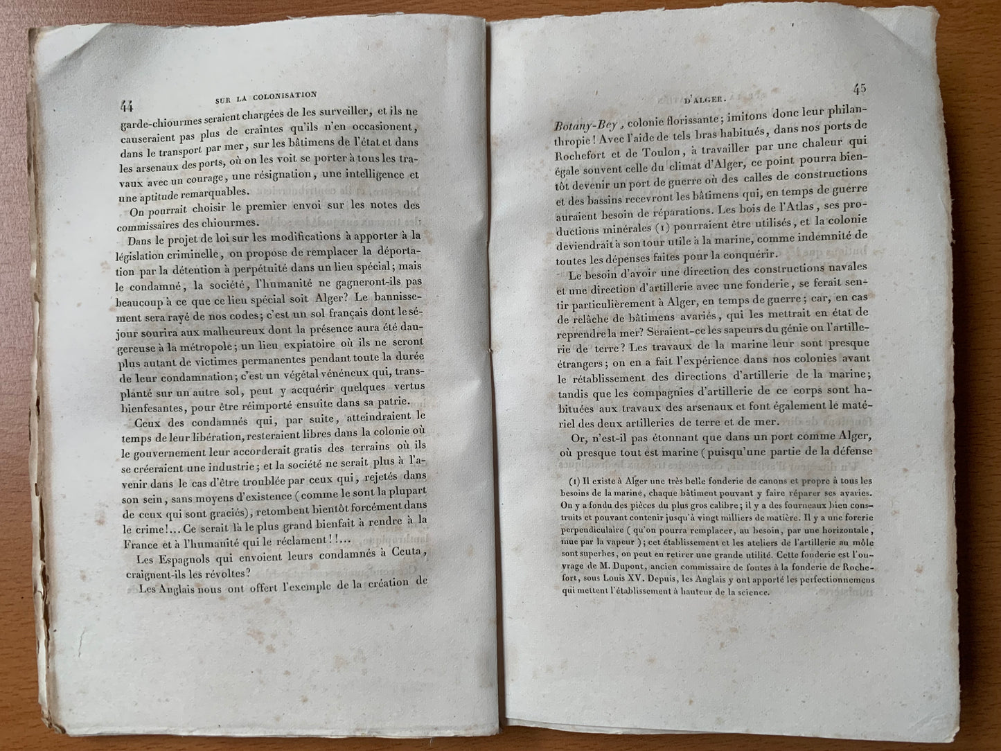 Réflexions sur la colonisation du territoire d'Alger - Lieutenant Colonel Préaux - Envoi autographe - 1832