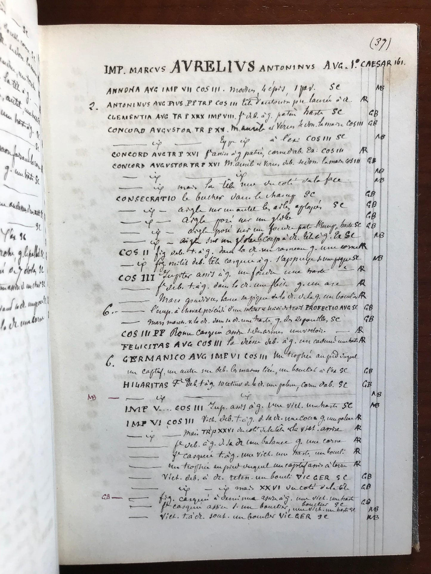 Catalogue de médailles - Familles romaines et Médailles Impériales - Manuscrit - XIXe