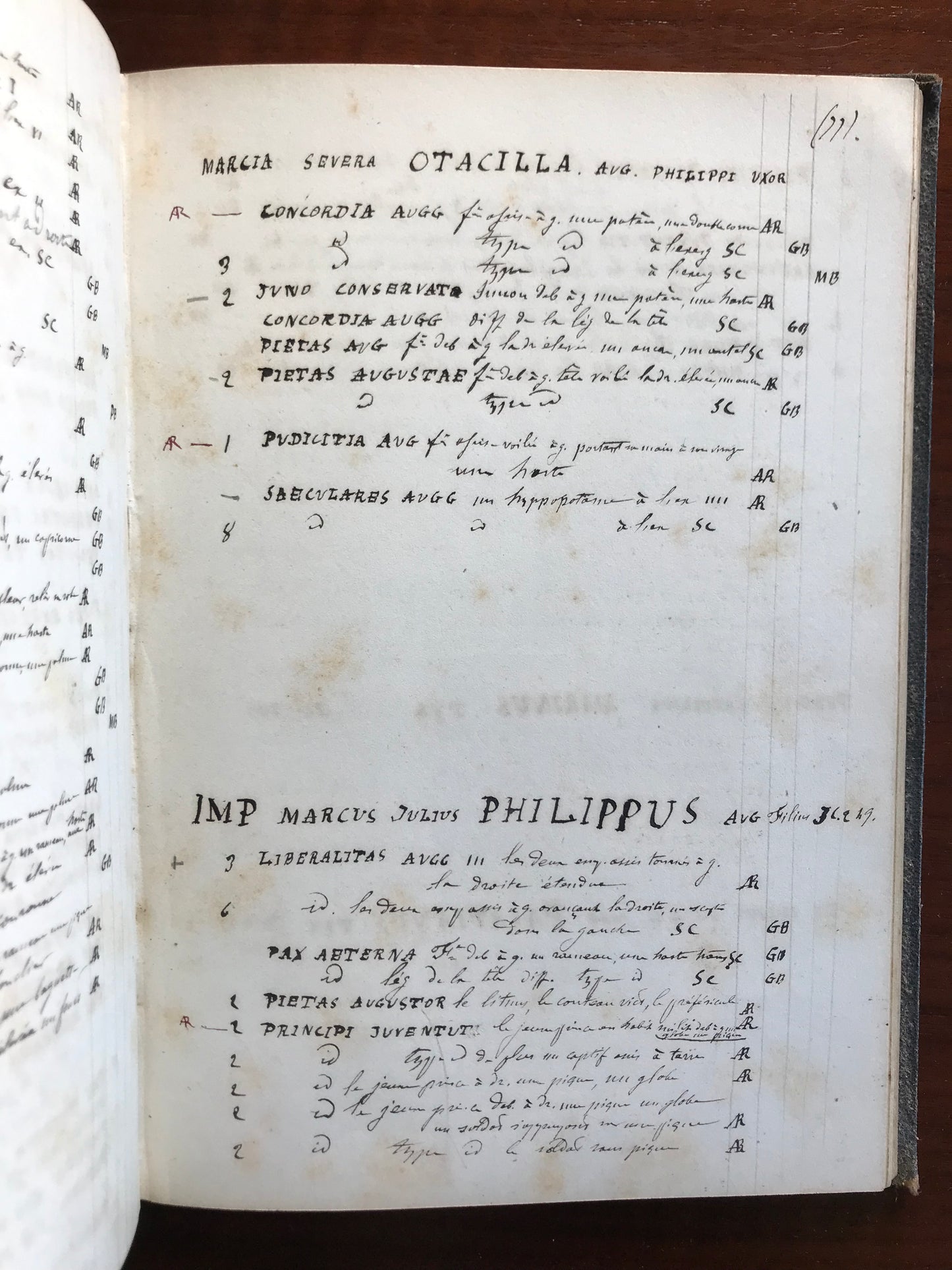 Catalogue de médailles - Familles romaines et Médailles Impériales - Manuscrit - XIXe