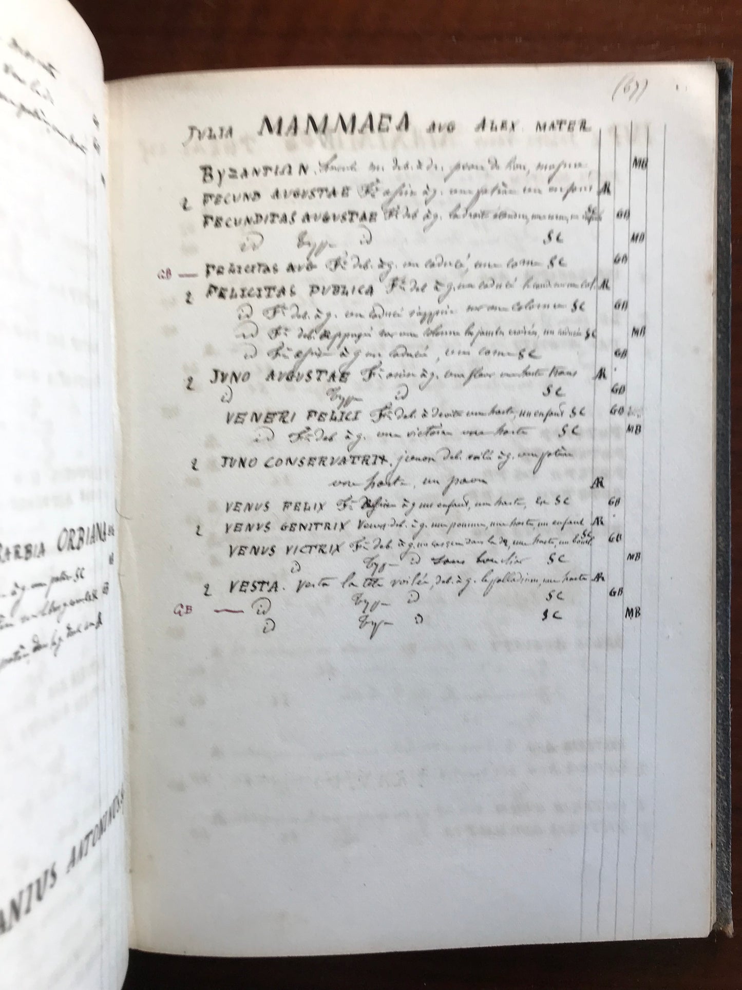Catalogue de médailles - Familles romaines et Médailles Impériales - Manuscrit - XIXe