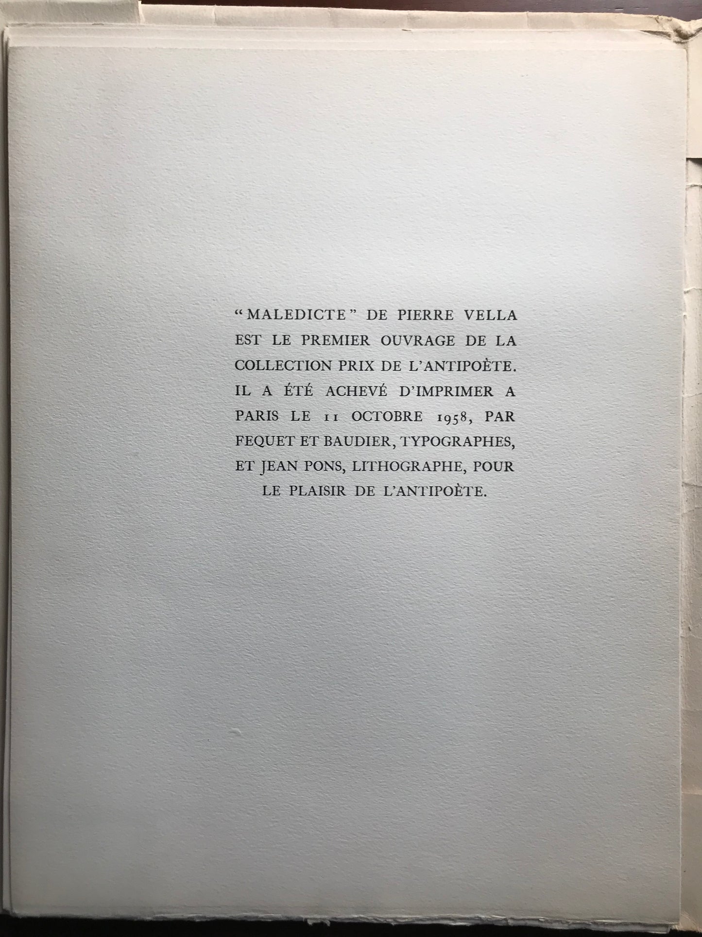 Maledicte - Pierre Vella - Crayon de Jean Cocteau - Lithographies de Jean Pons - EO - 1958