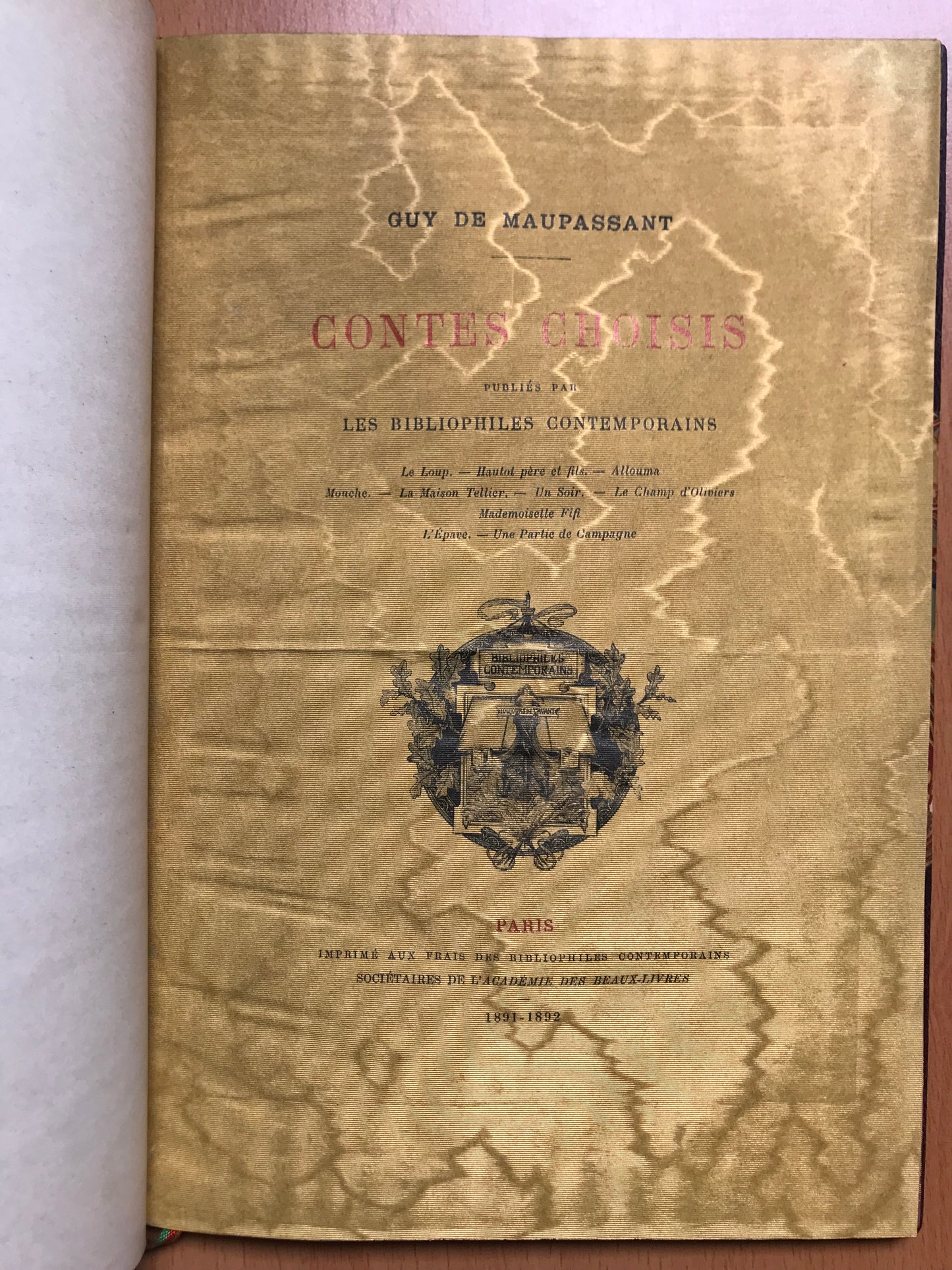 Le Loup - Histoire de chasse - Guy de Maupassant - Contes choisis publiés par les Bibliophiles Contemporains - 1891