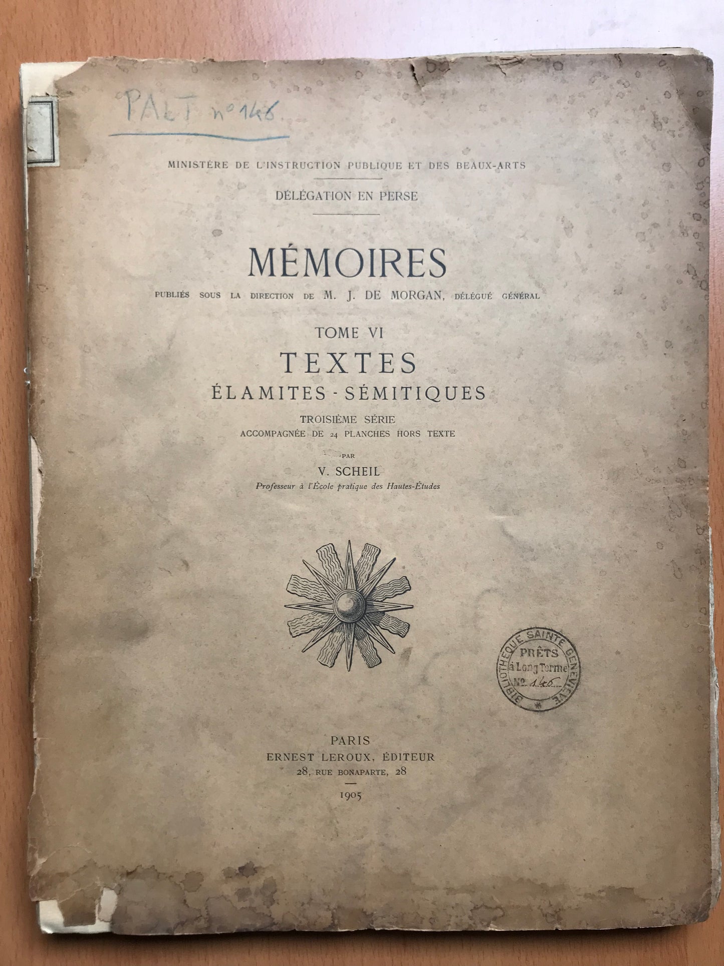 Textes élamites-sémitiques - Délégation en Perse - Morgan - 1905