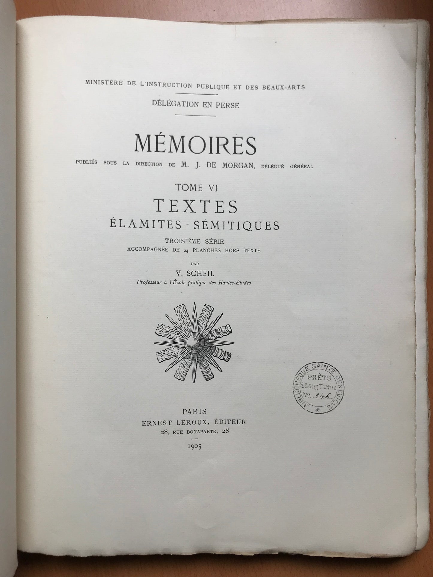 Textes élamites-sémitiques - Délégation en Perse - Morgan - 1905