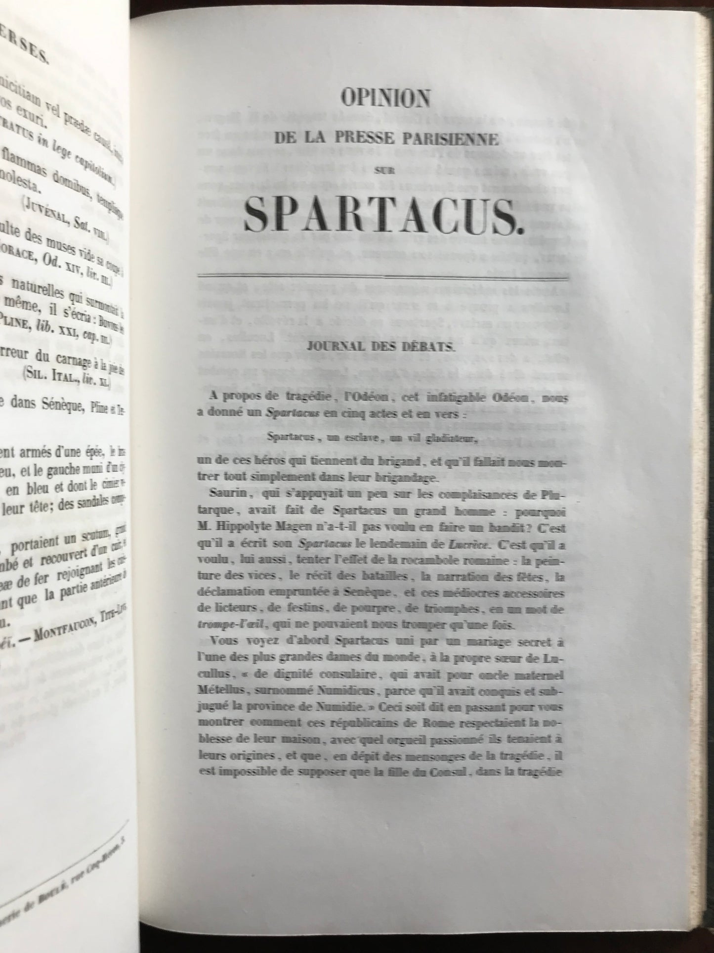 Spartacus - Hippolyte Magen (d'Agen) - Envoi autographe - Edition originale - 1847