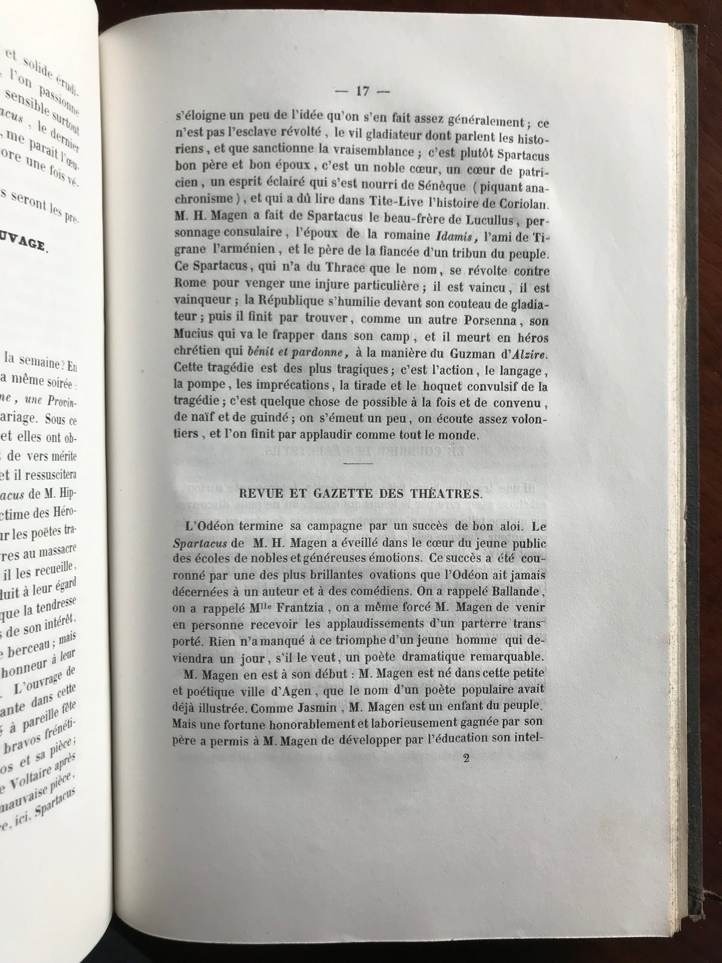 Spartacus - Hippolyte Magen (d'Agen) - Envoi autographe - Edition originale - 1847