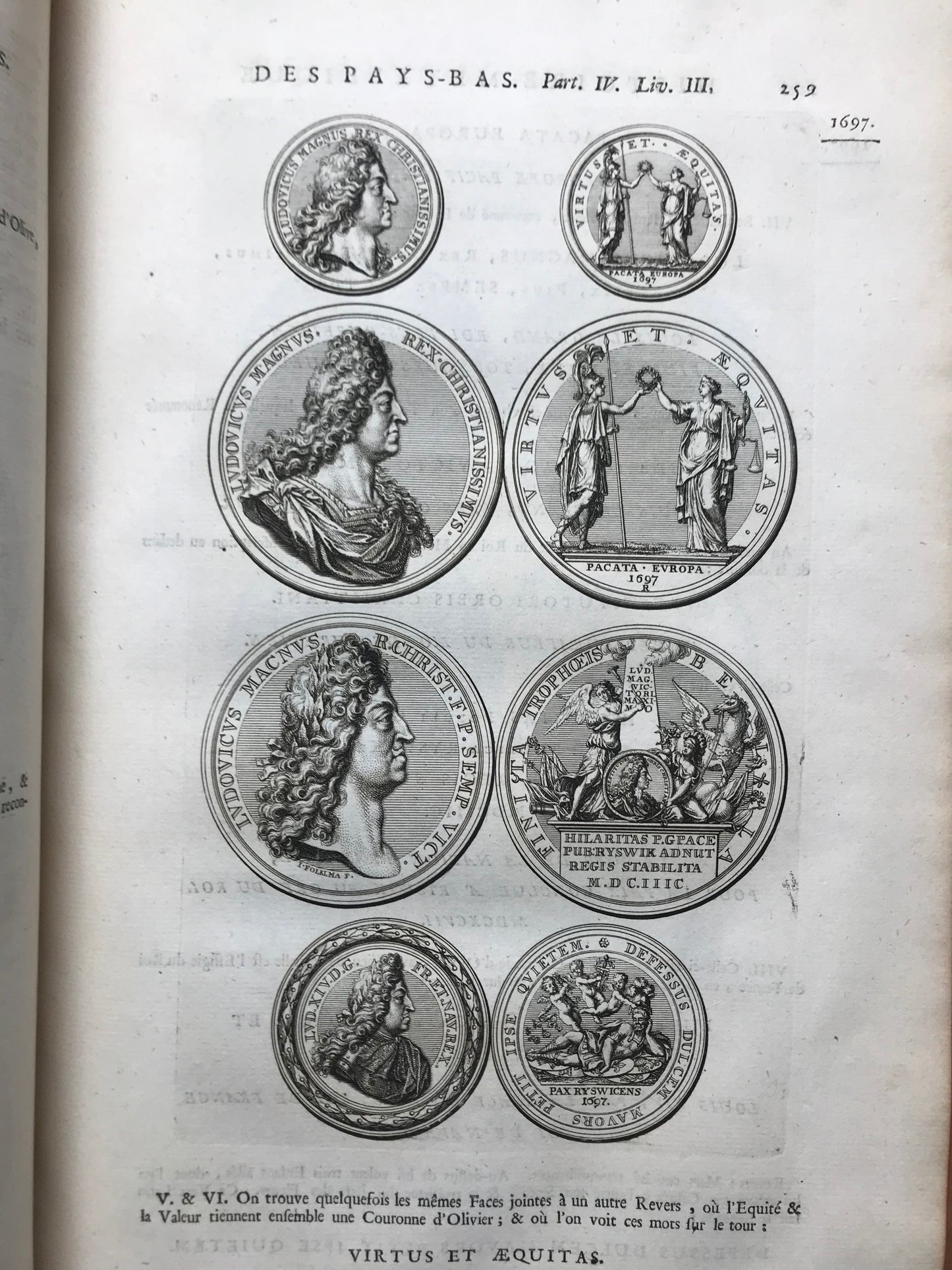 Histoire métallique des XVII provinces de Pays-Bas - Depuis l'abdication de Charles-Quint jusqu'à la paix de Bade en 1716 - Première édition française traduite du hollandois de monsieur Gerard Van Loon - Reliure aux Armes du Chancelier d'Aguesseau - 1732