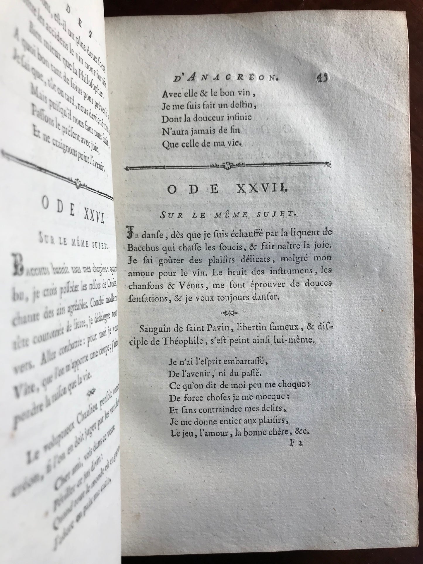 Anacréon, Sapho, Bion et Moschus - Traduction nouvelle en prose, suivie de la Veillée des fêtes de Vénus et d'un choix de pièces de différens auteurs par Moutonnet de Clairfons - 1780